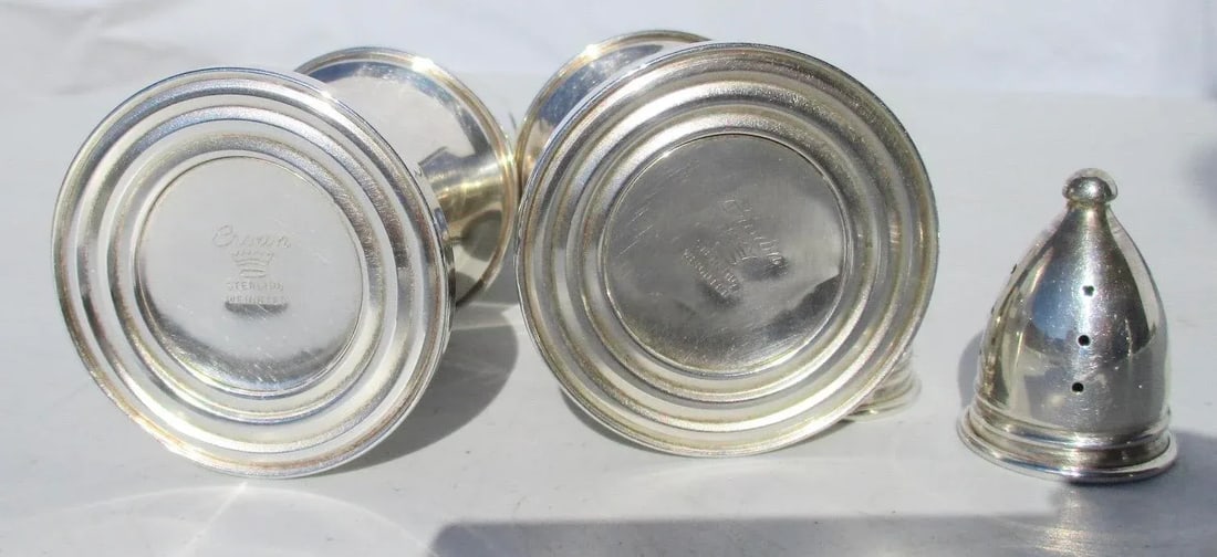 Crown Silver Salt and Pepper Set - a Pair - 5