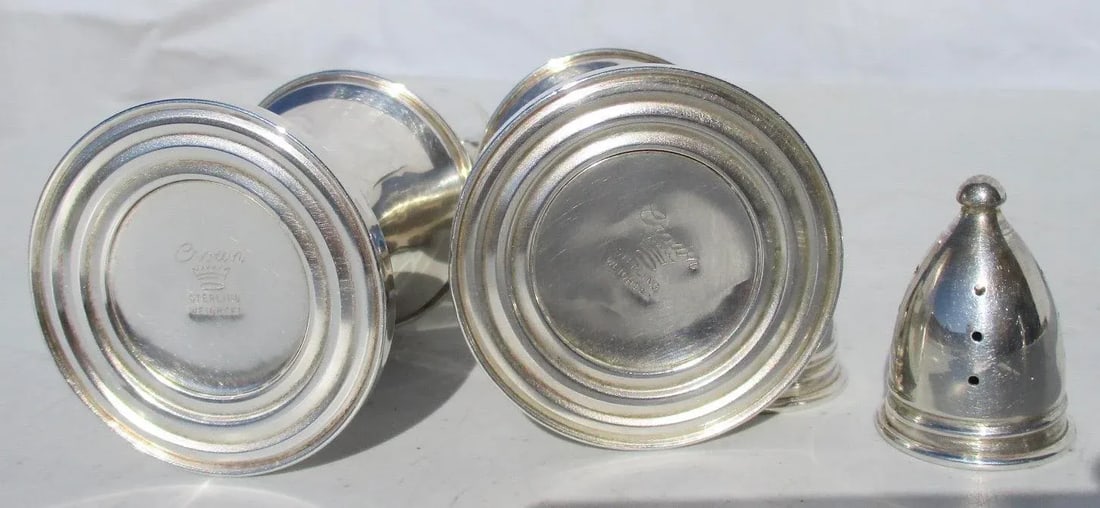 Crown Silver Salt and Pepper Set - a Pair - 6