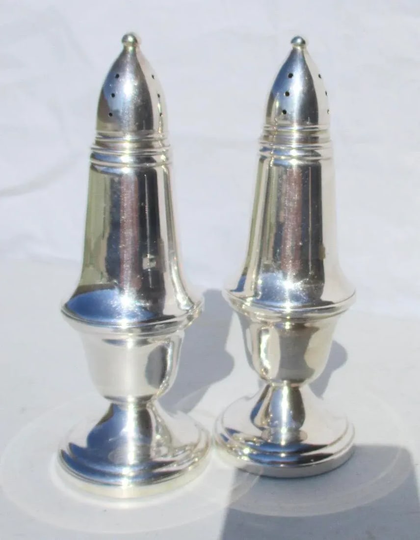 Crown Silver Salt and Pepper Set - a Pair - 7