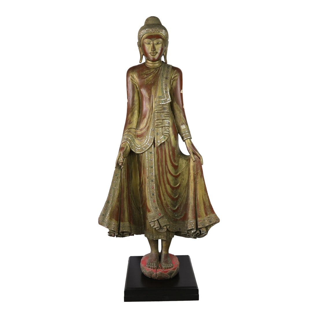 20th Century Thai Burmese Mandalay Style Woodcarving Buddha Statue (1 of 12)