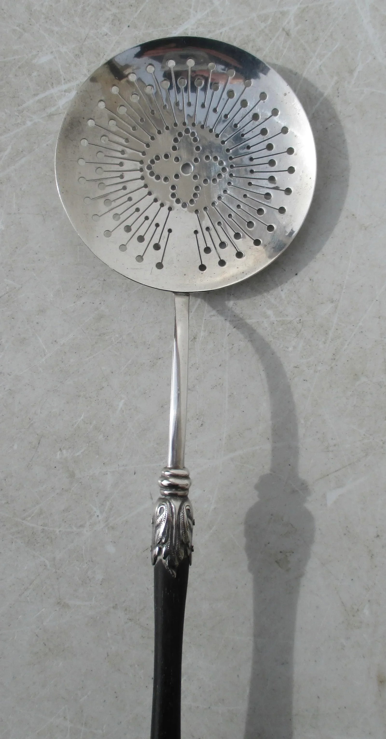 Ebony and Sterling Pierced Serving Laddle Circa 1900 - 2