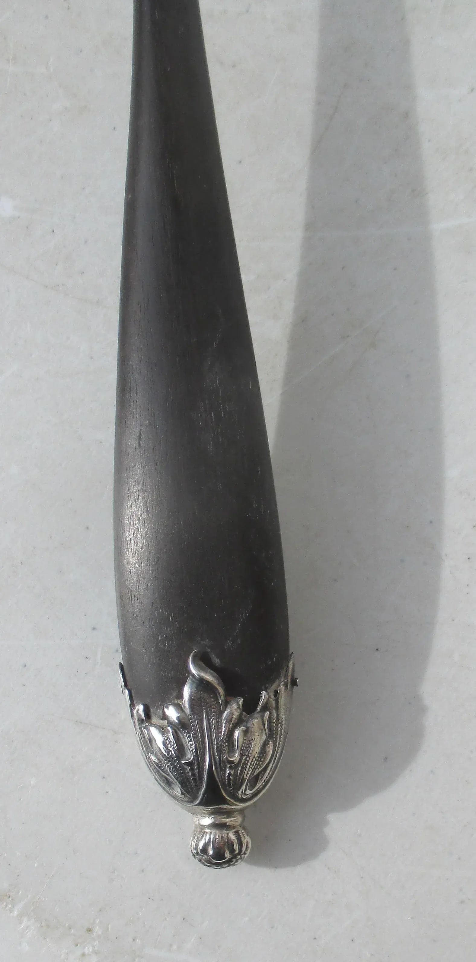 Ebony and Sterling Pierced Serving Laddle Circa 1900 - 3