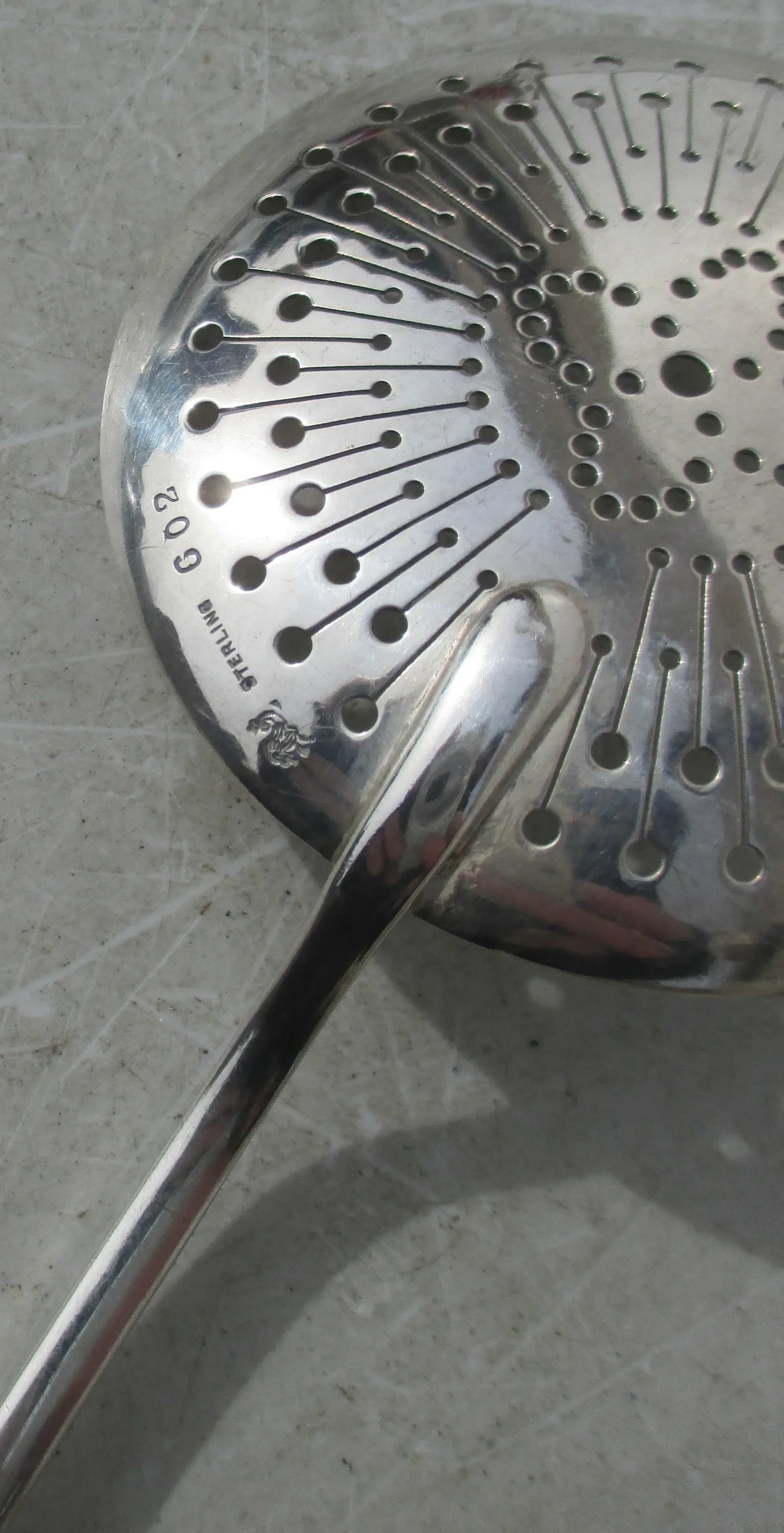 Ebony and Sterling Pierced Serving Laddle Circa 1900 - 4