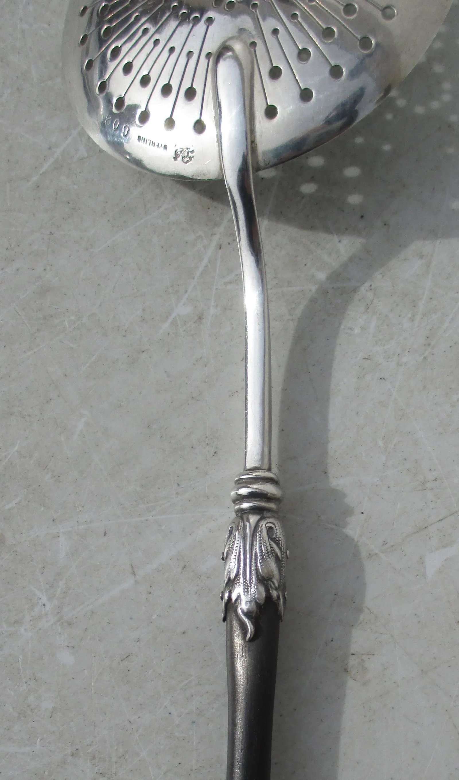 Ebony and Sterling Pierced Serving Laddle Circa 1900 - 5