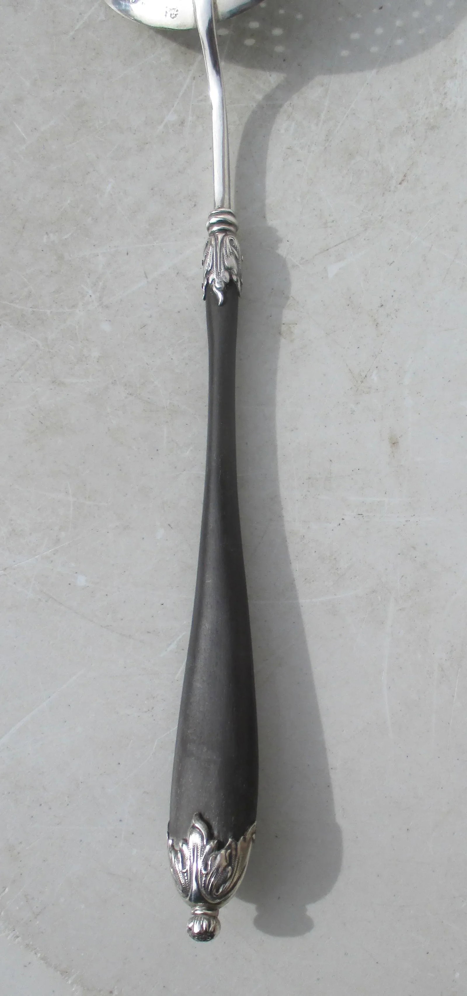 Ebony and Sterling Pierced Serving Laddle Circa 1900 - 7
