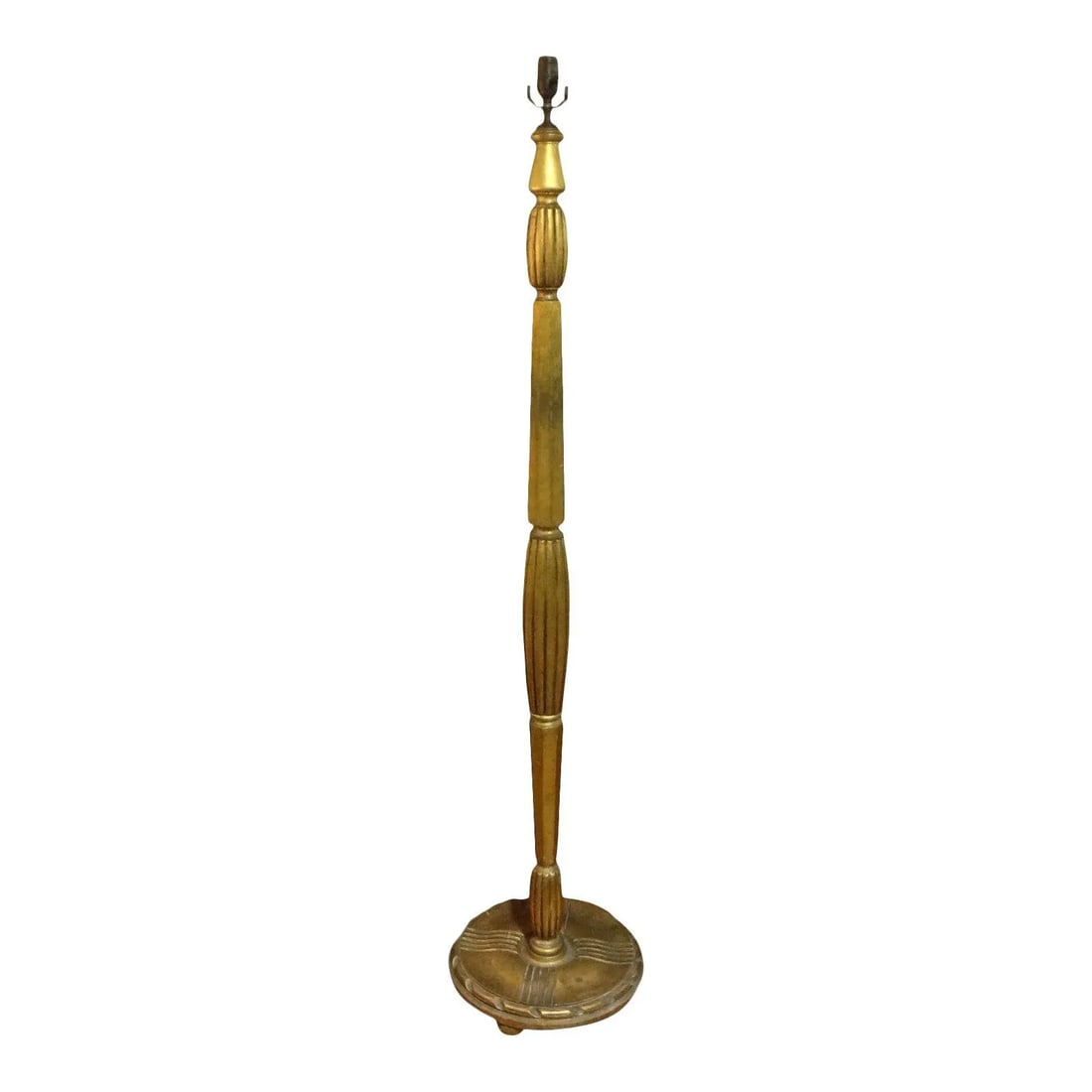1920s French Art Deco Gilt Wood Floor Lamp-Jules Leleu Inspired - 10
