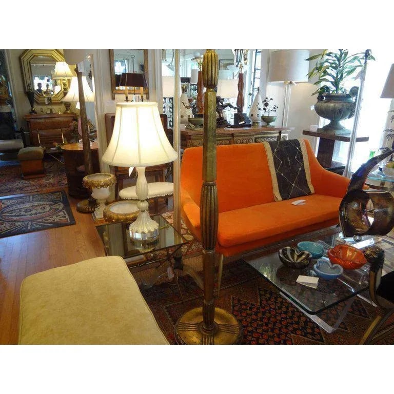 1920s French Art Deco Gilt Wood Floor Lamp-Jules Leleu Inspired - 3