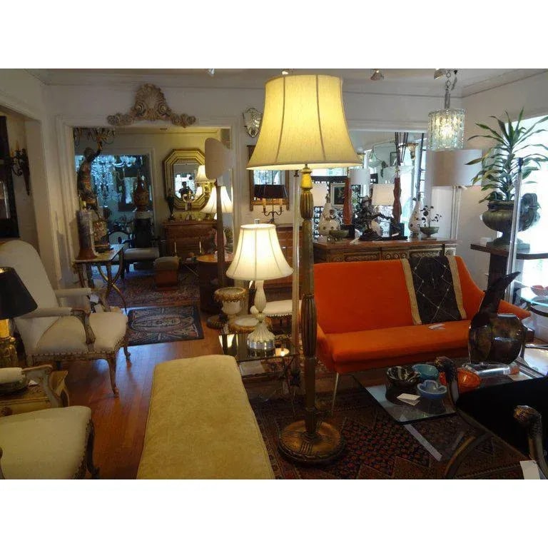 1920s French Art Deco Gilt Wood Floor Lamp-Jules Leleu Inspired - 5