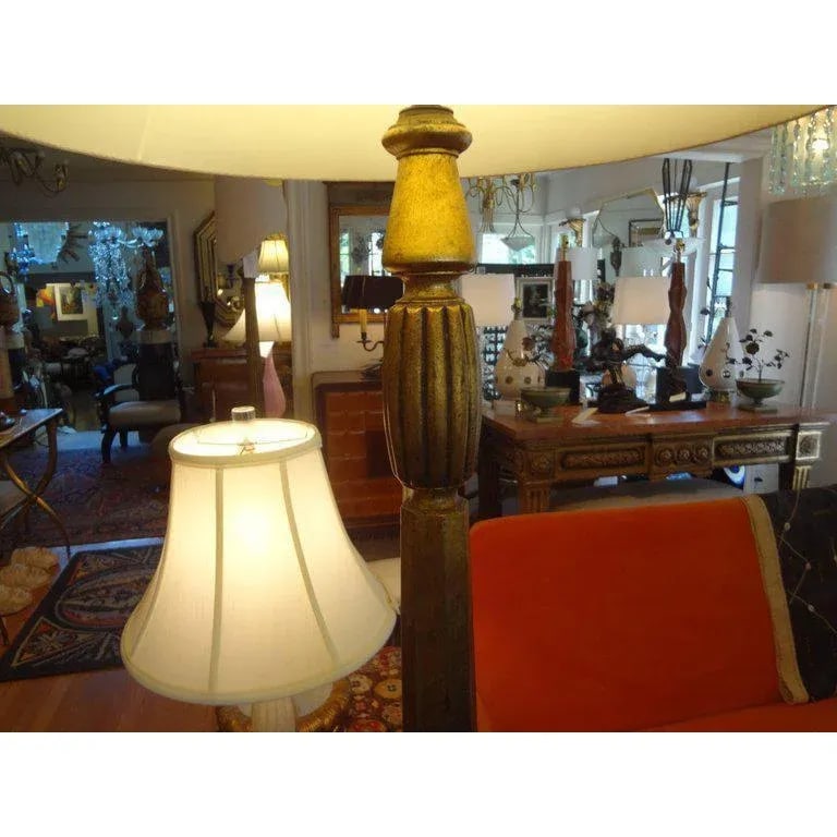 1920s French Art Deco Gilt Wood Floor Lamp-Jules Leleu Inspired - 7
