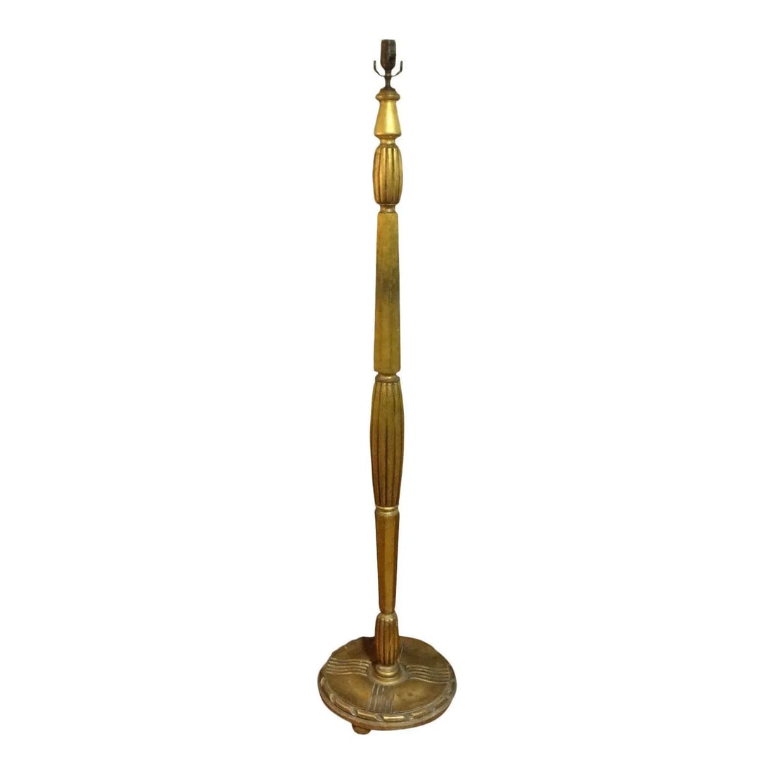 1920s French Art Deco Gilt Wood Floor Lamp-Jules Leleu Inspired - 9