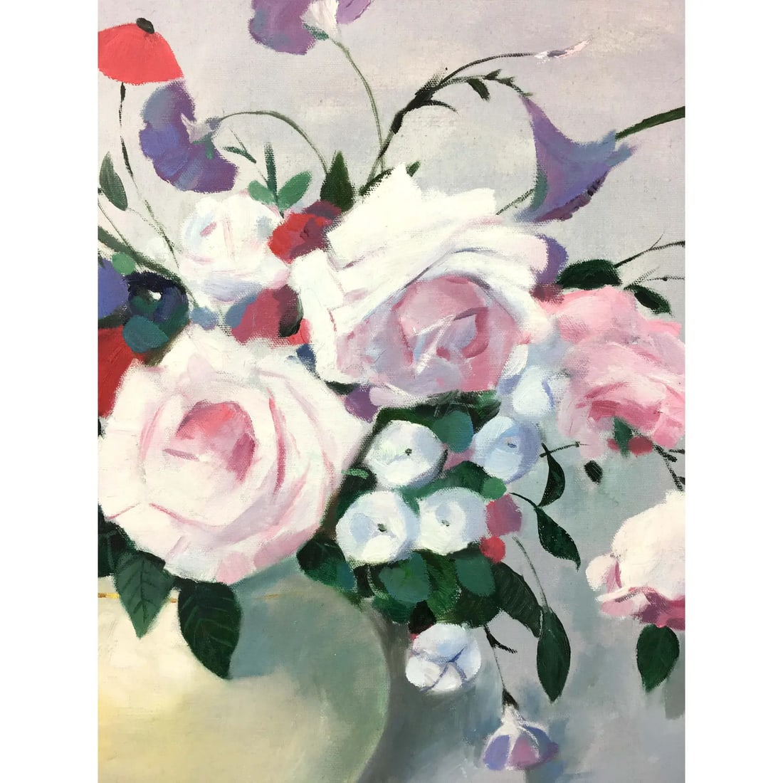 Vintage Impressionism "Flowers Bouquet in Vase" Painting - 2