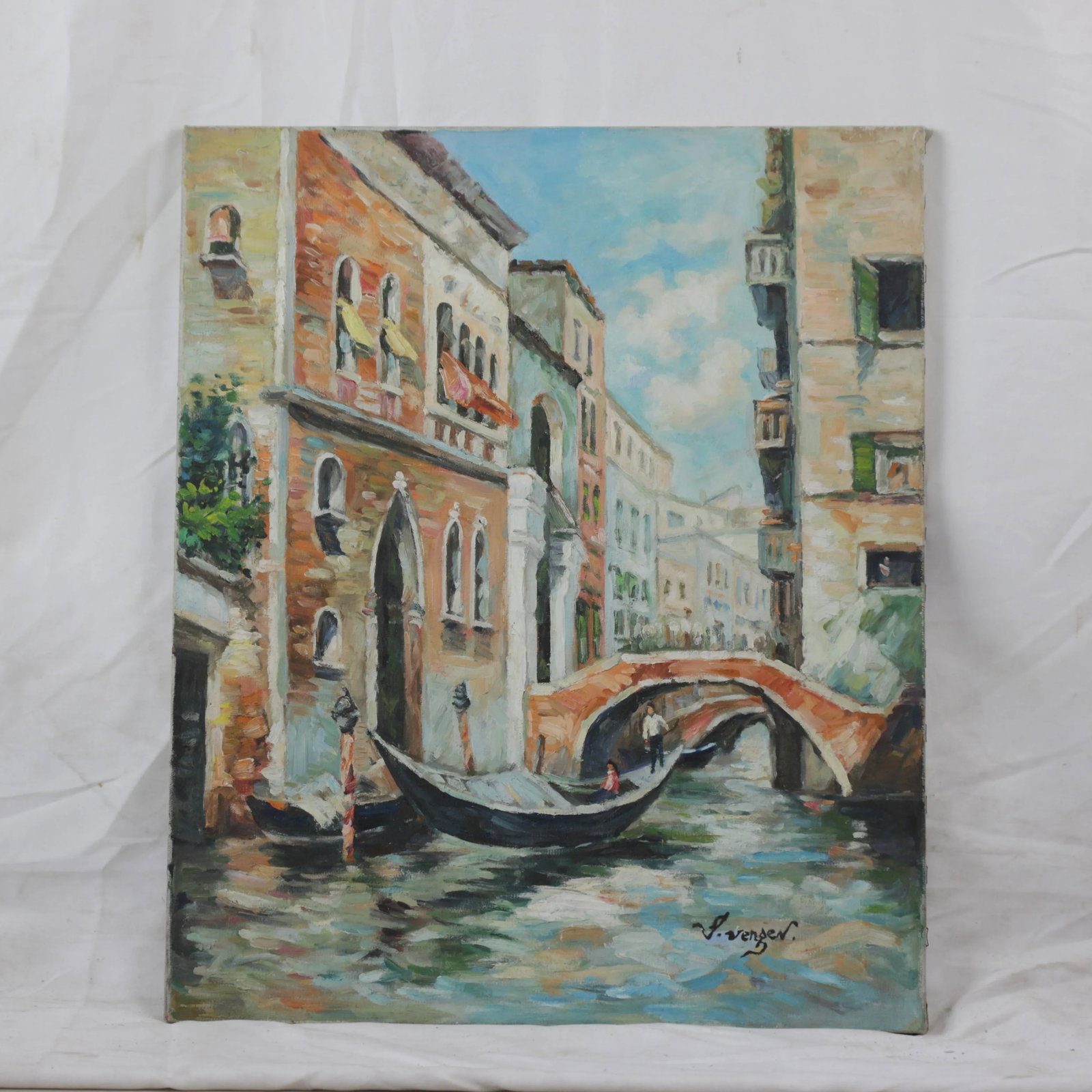 Venetian Canal Scene Oil Painting – Hand-Painted Architectural Artwork - 11