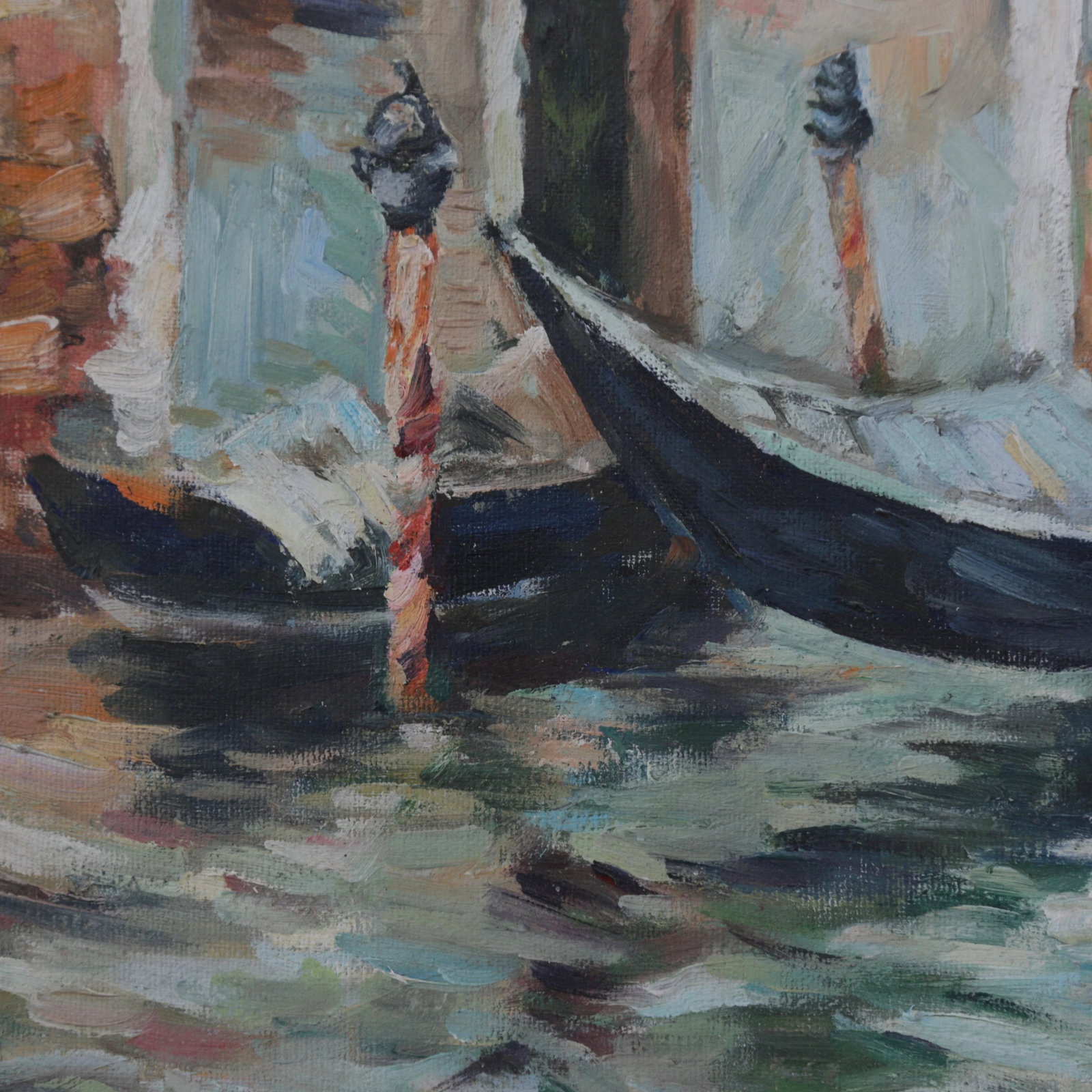 Venetian Canal Scene Oil Painting – Hand-Painted Architectural Artwork - 4