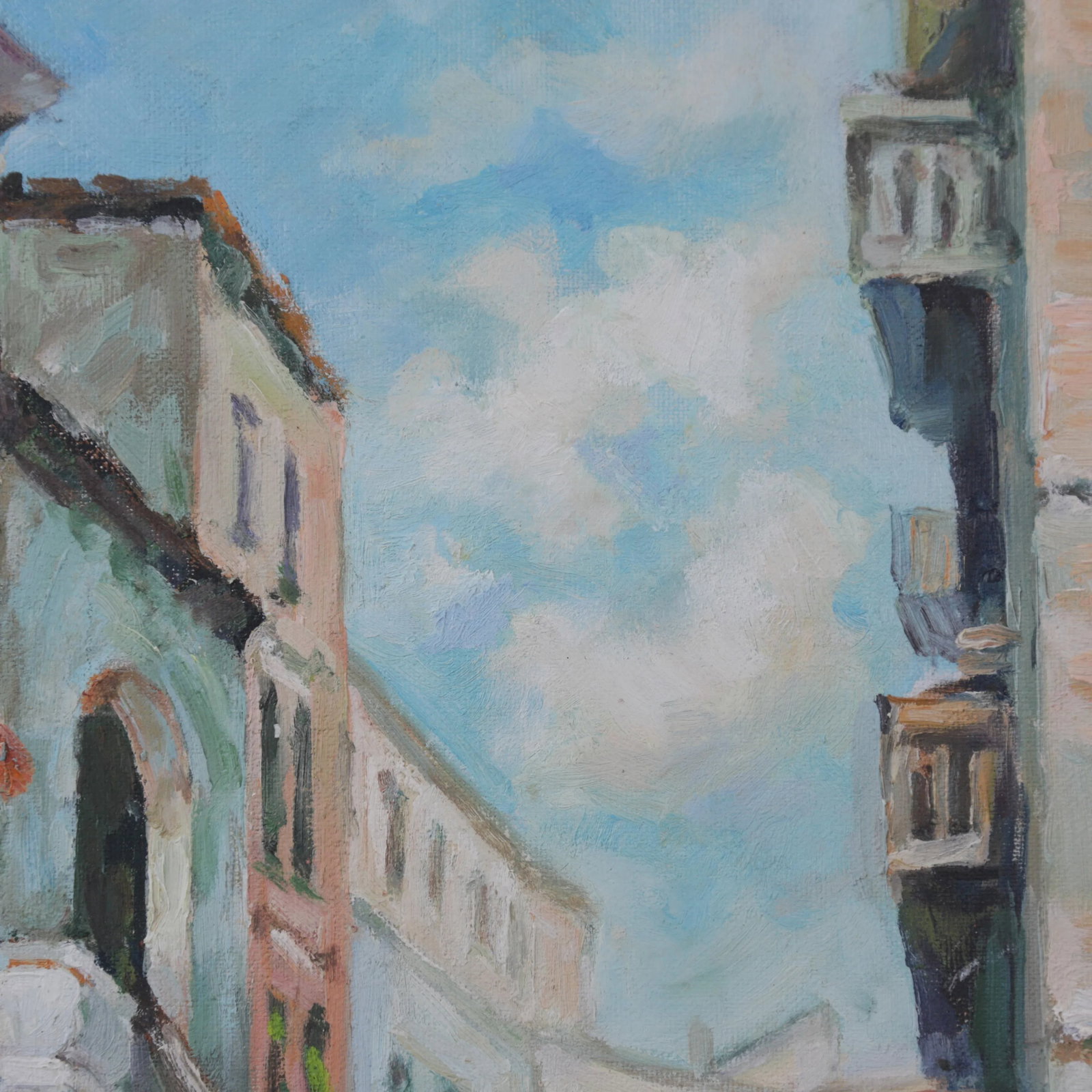 Venetian Canal Scene Oil Painting – Hand-Painted Architectural Artwork - 6
