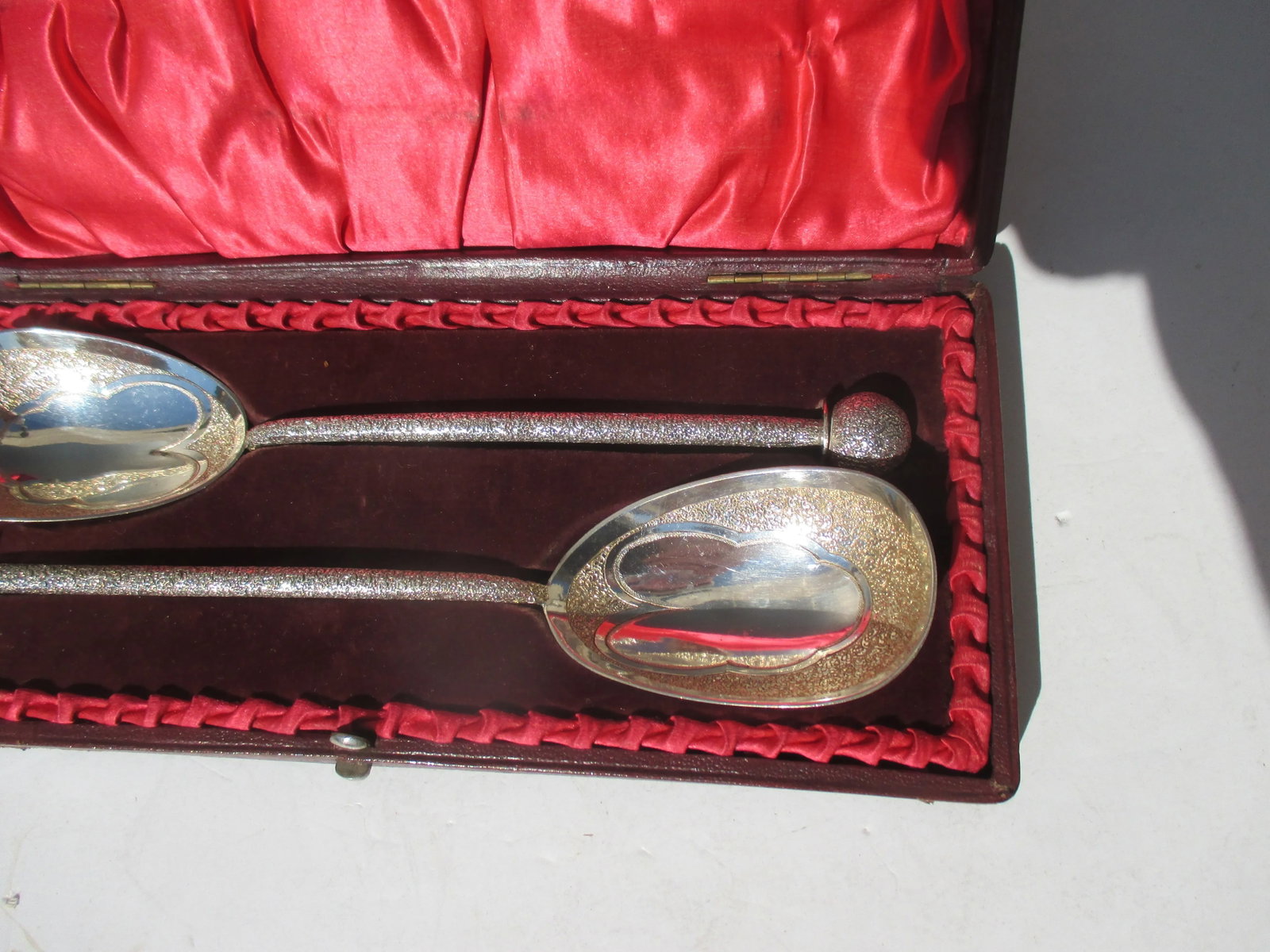 Antique Silver Plate Gift Set of Serving Spoons Circa 1870-A Pair of 2 - 2