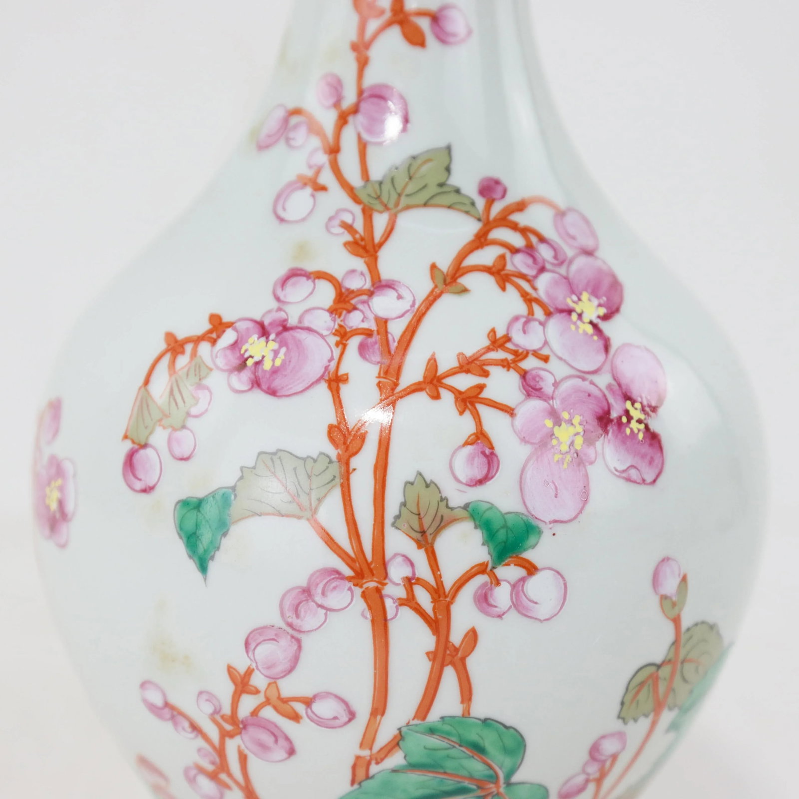 Pair of Chinese Famille Rose Porcelain Vases With Plum Blossom Design - 10