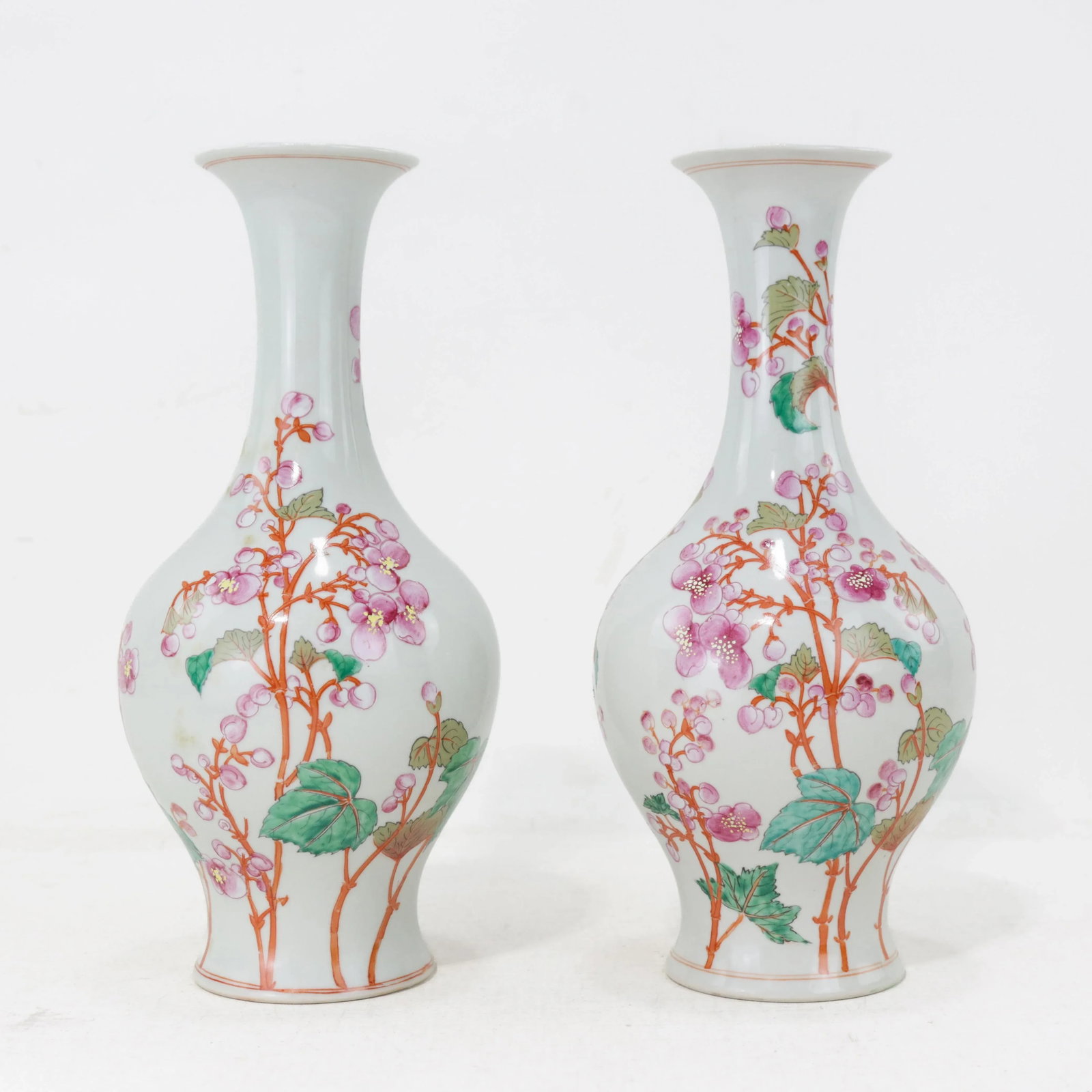 Pair of Chinese Famille Rose Porcelain Vases With Plum Blossom Design - 12