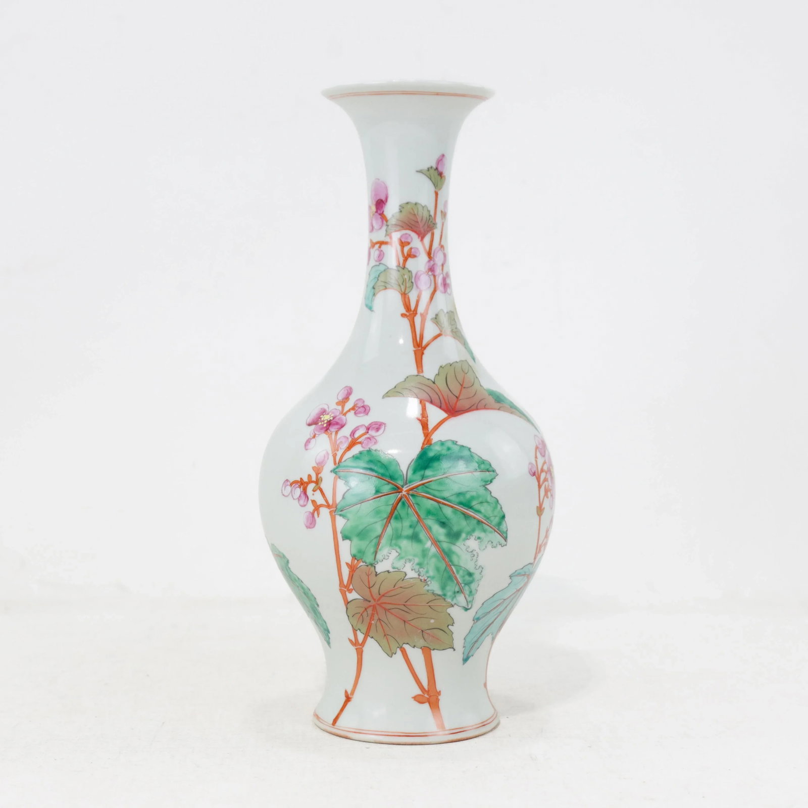 Pair of Chinese Famille Rose Porcelain Vases With Plum Blossom Design - 2