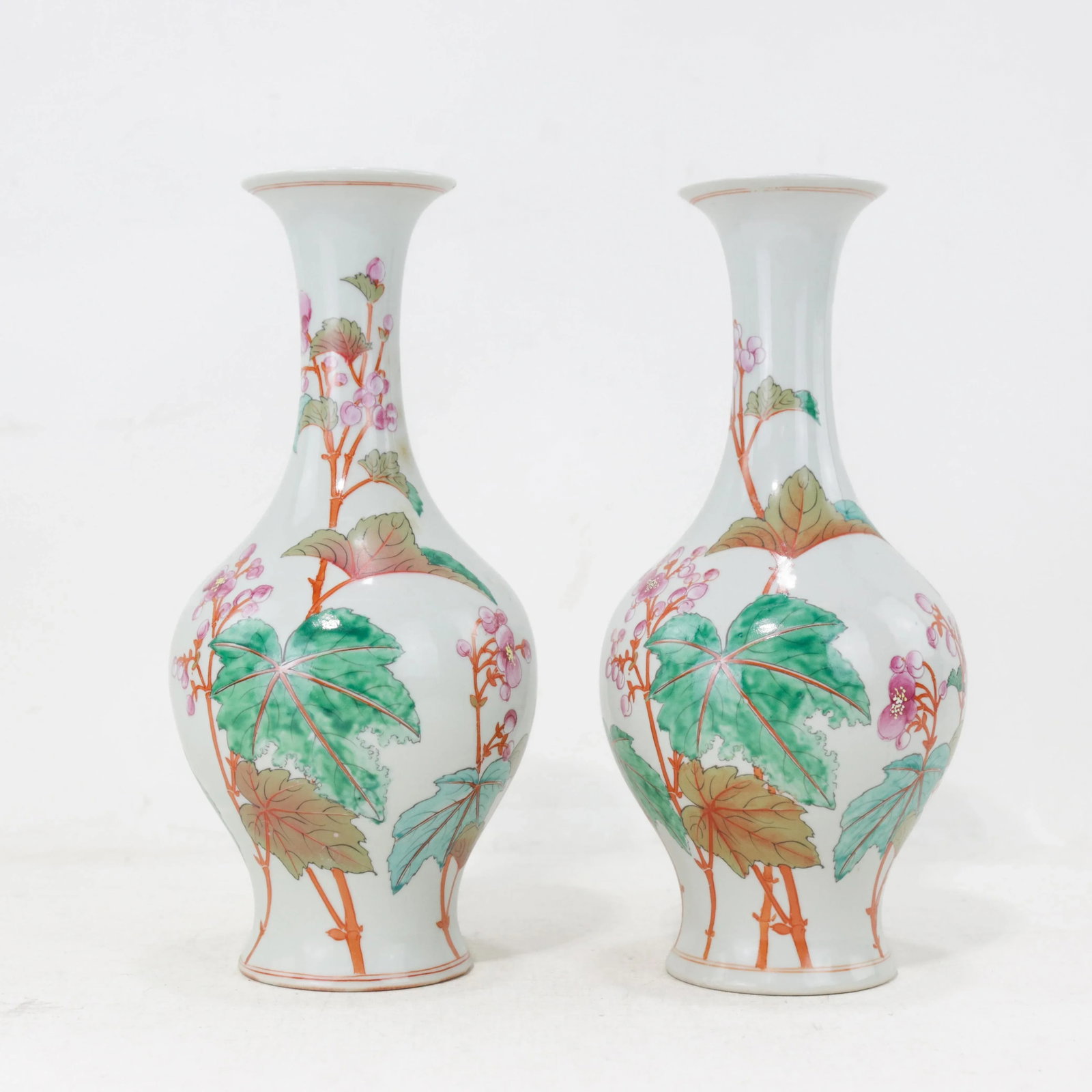 Pair of Chinese Famille Rose Porcelain Vases With Plum Blossom Design - 3