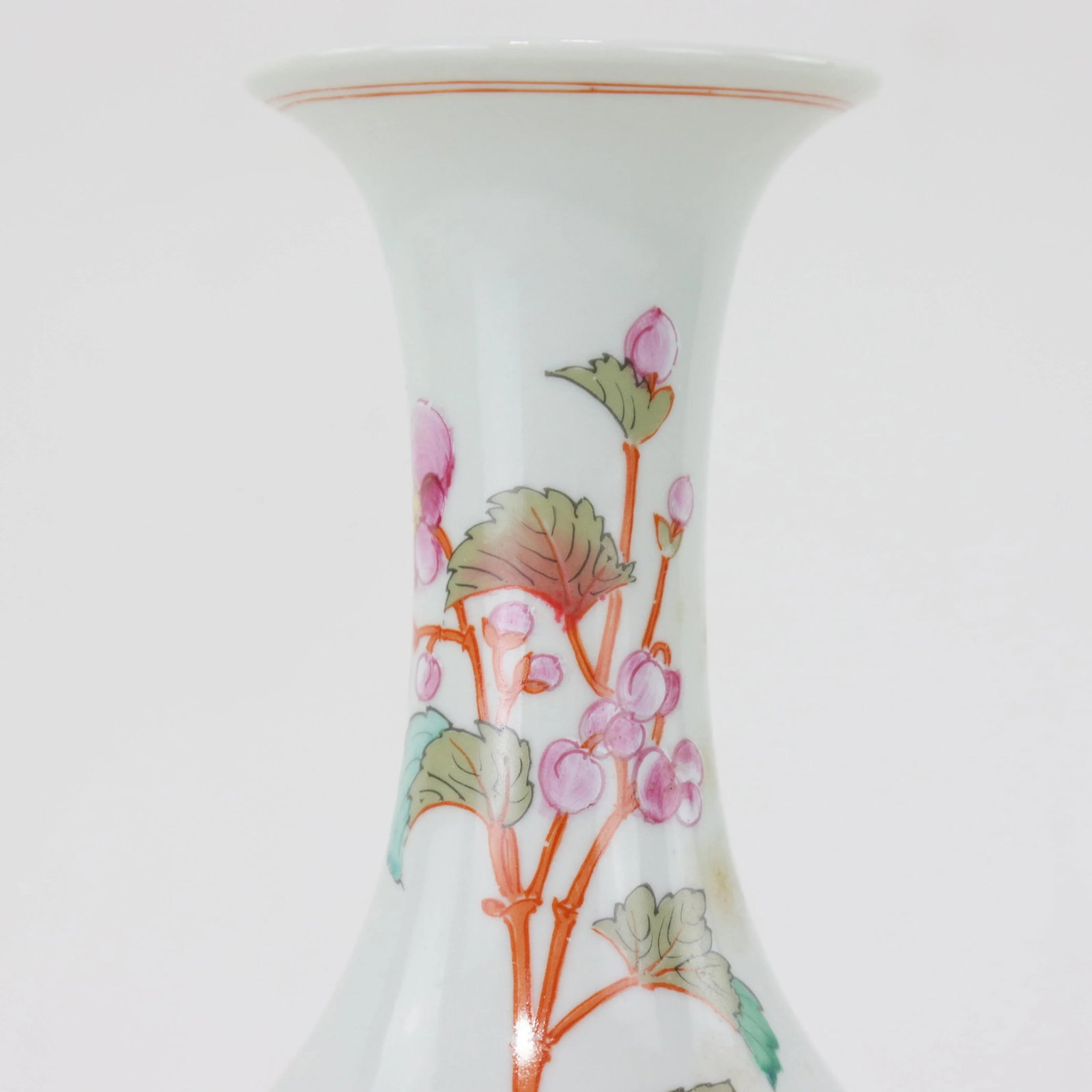 Pair of Chinese Famille Rose Porcelain Vases With Plum Blossom Design - 9