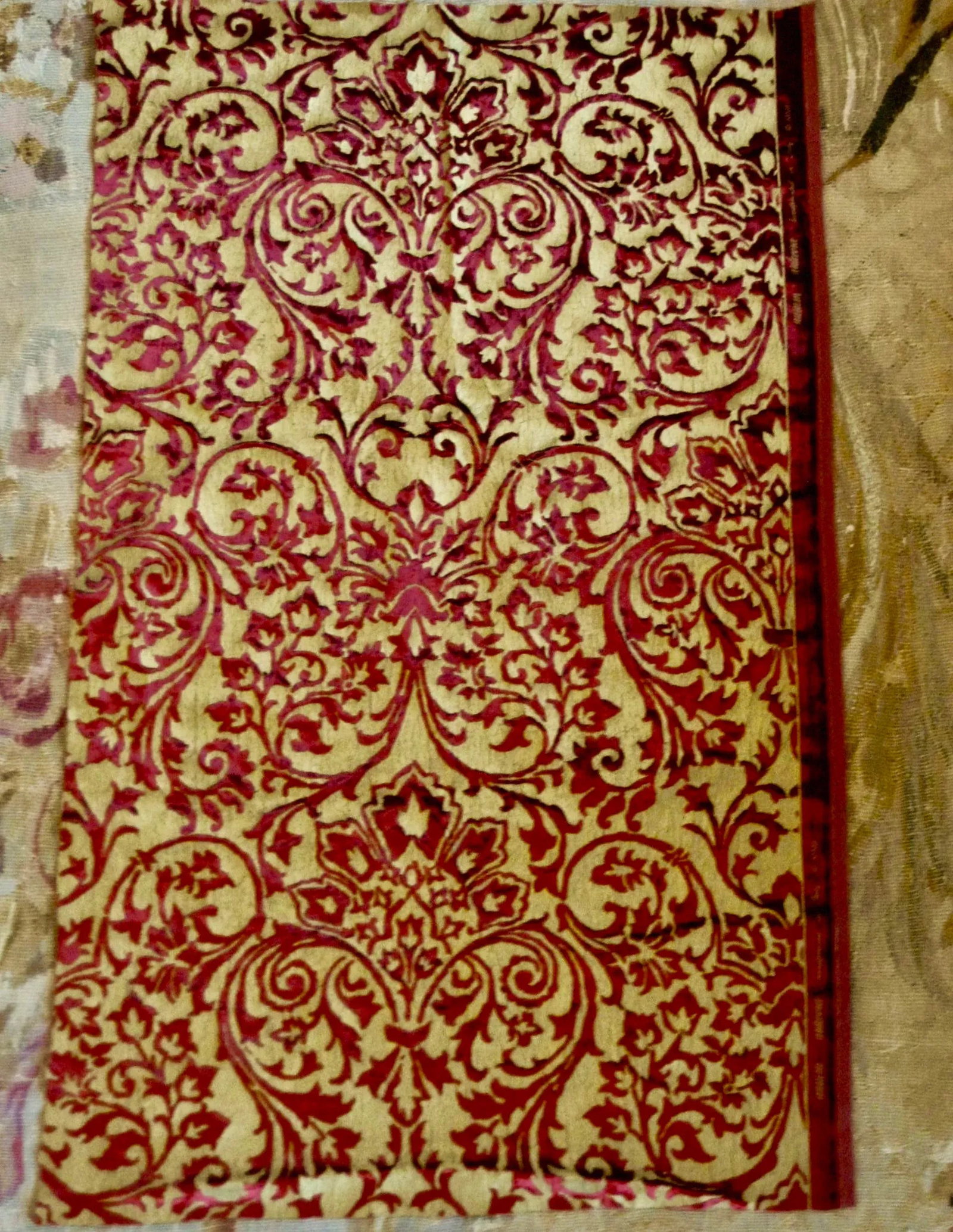 Gold Silk Hand Printed Italian Ardecora Velvet - 2