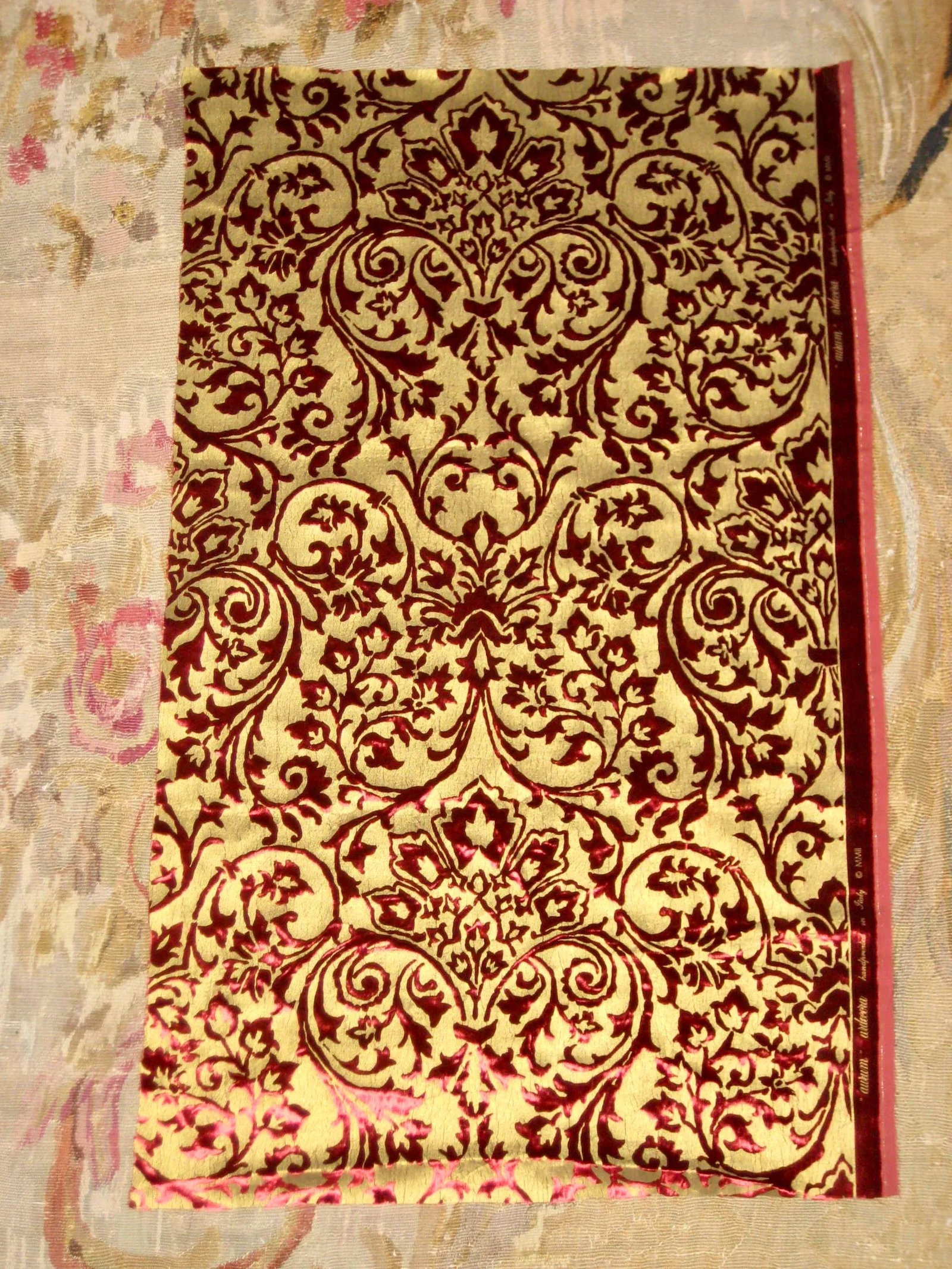 Gold Silk Hand Printed Italian Ardecora Velvet - 9