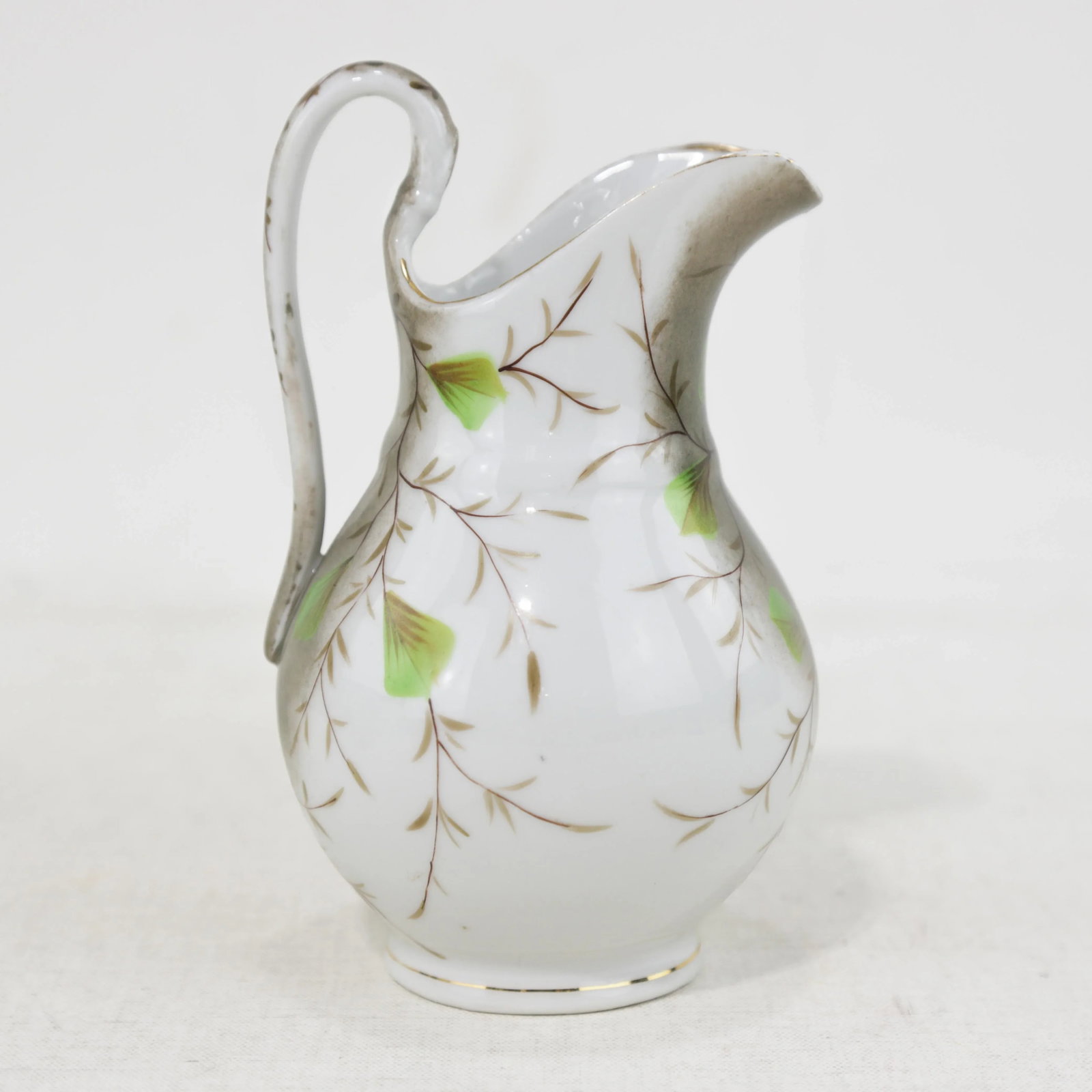 Victorian Vintage Hand-Painted Porcelain Pitcher & Cup Set – Floral Art Nouveau Design - 4