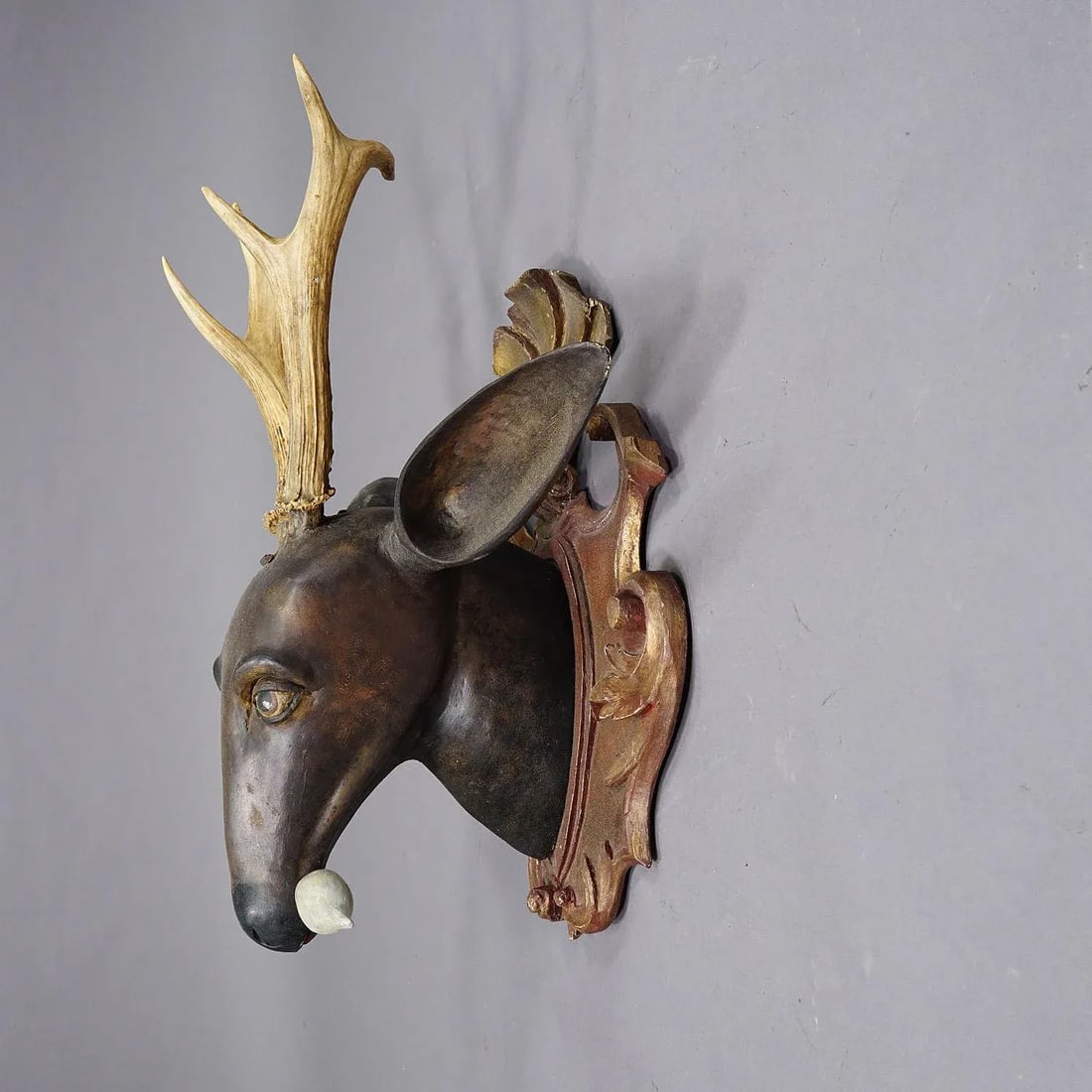 Large Baroque Carved Roe Deer Head, 19th Century - 3
