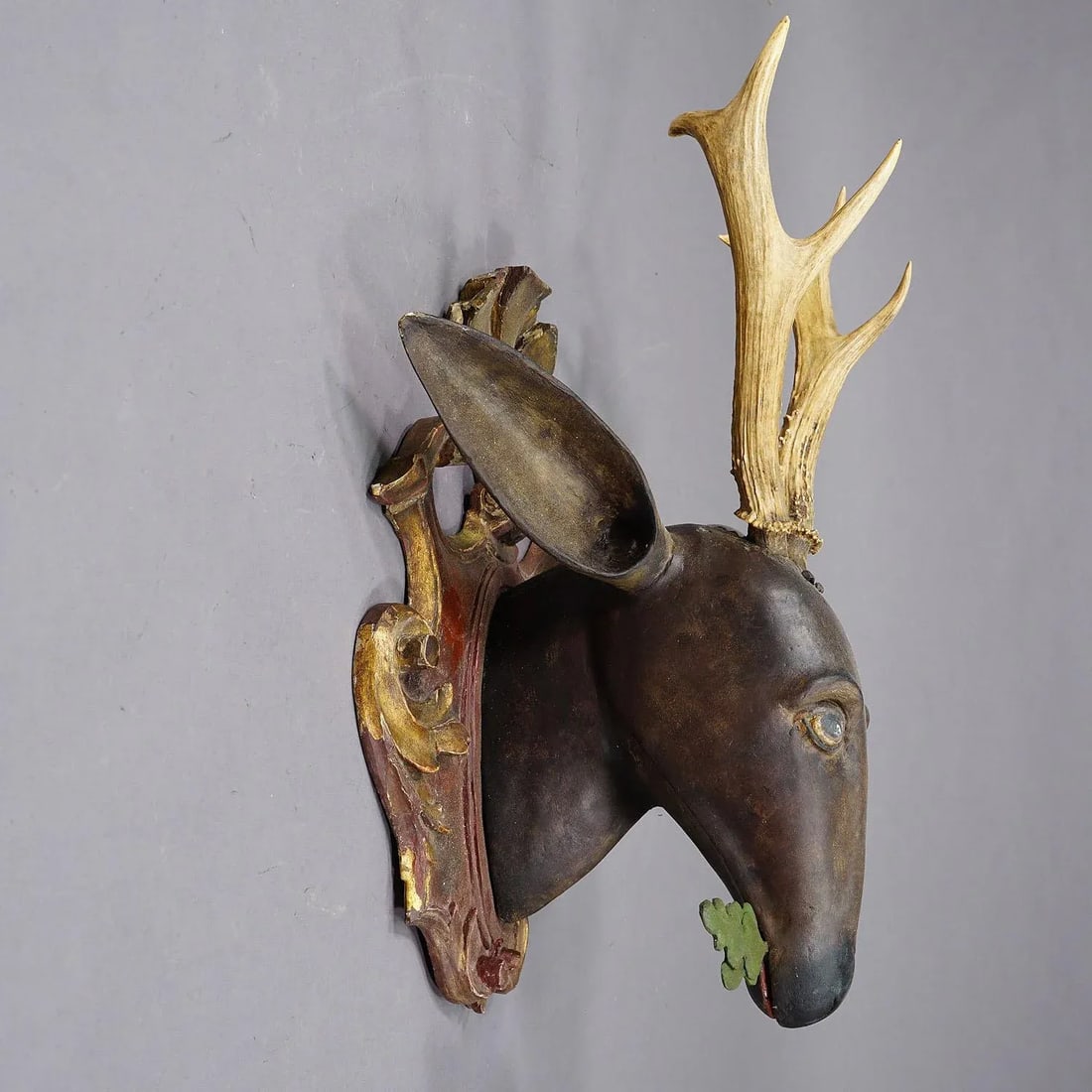 Large Baroque Carved Roe Deer Head, 19th Century - 4