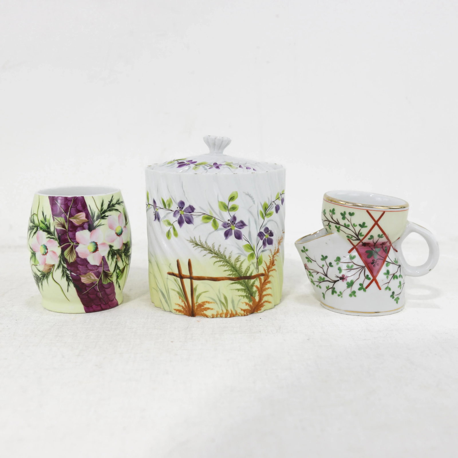 Vintage Victorian Porcelain Shaving Mug & Tumbler With Hand-Painted Floral Designs – Perfect - 12