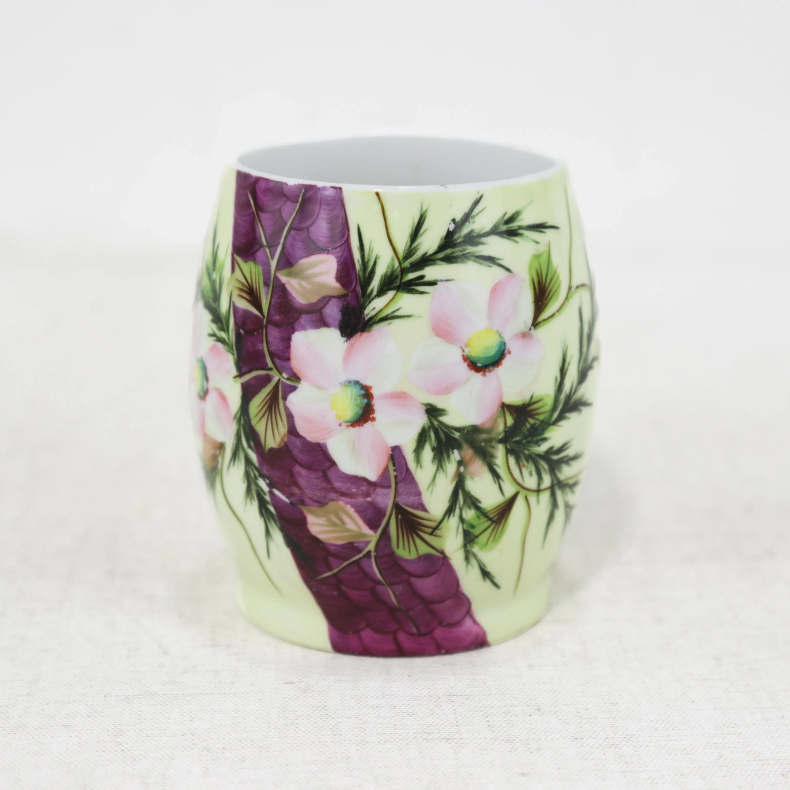 Vintage Victorian Porcelain Shaving Mug & Tumbler With Hand-Painted Floral Designs – Perfect - 4