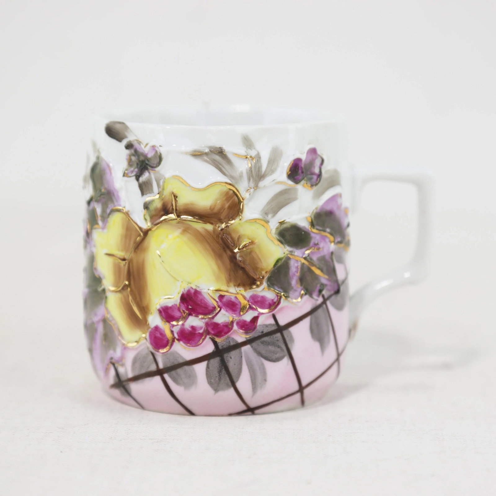 Vintage Victorian Hand-Painted Porcelain Mugs & Pitcher Set – Unique Floral & Landscape - 4