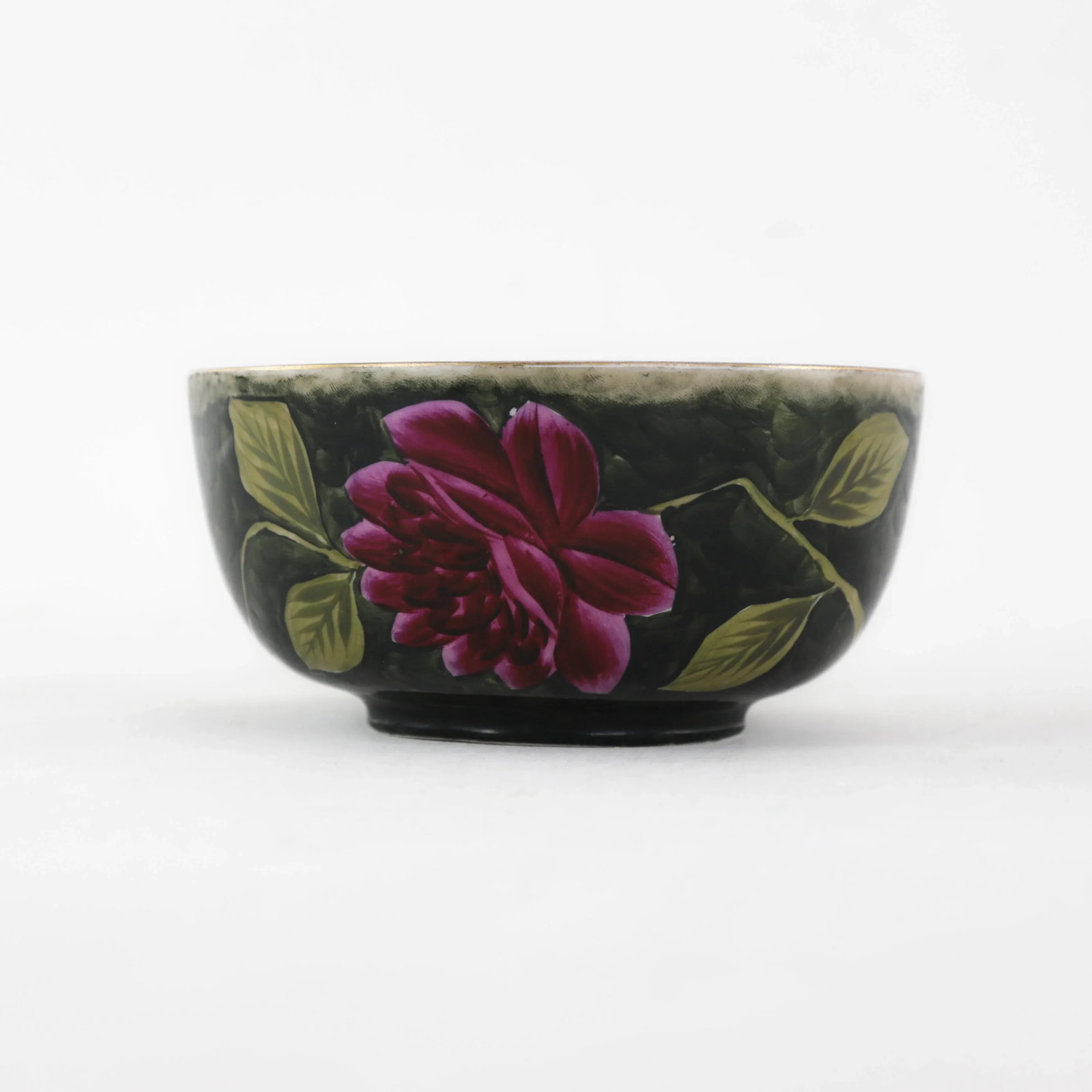 Vintage Victorian Dark Green Hand-Painted Floral Pitcher, Creamer & Bowl Set - 7