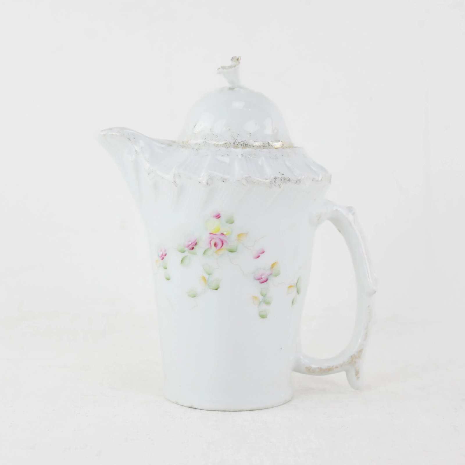 Bavarian White Embossed Porcelain Dinnerware Set With Roses & Gold Trim - 8