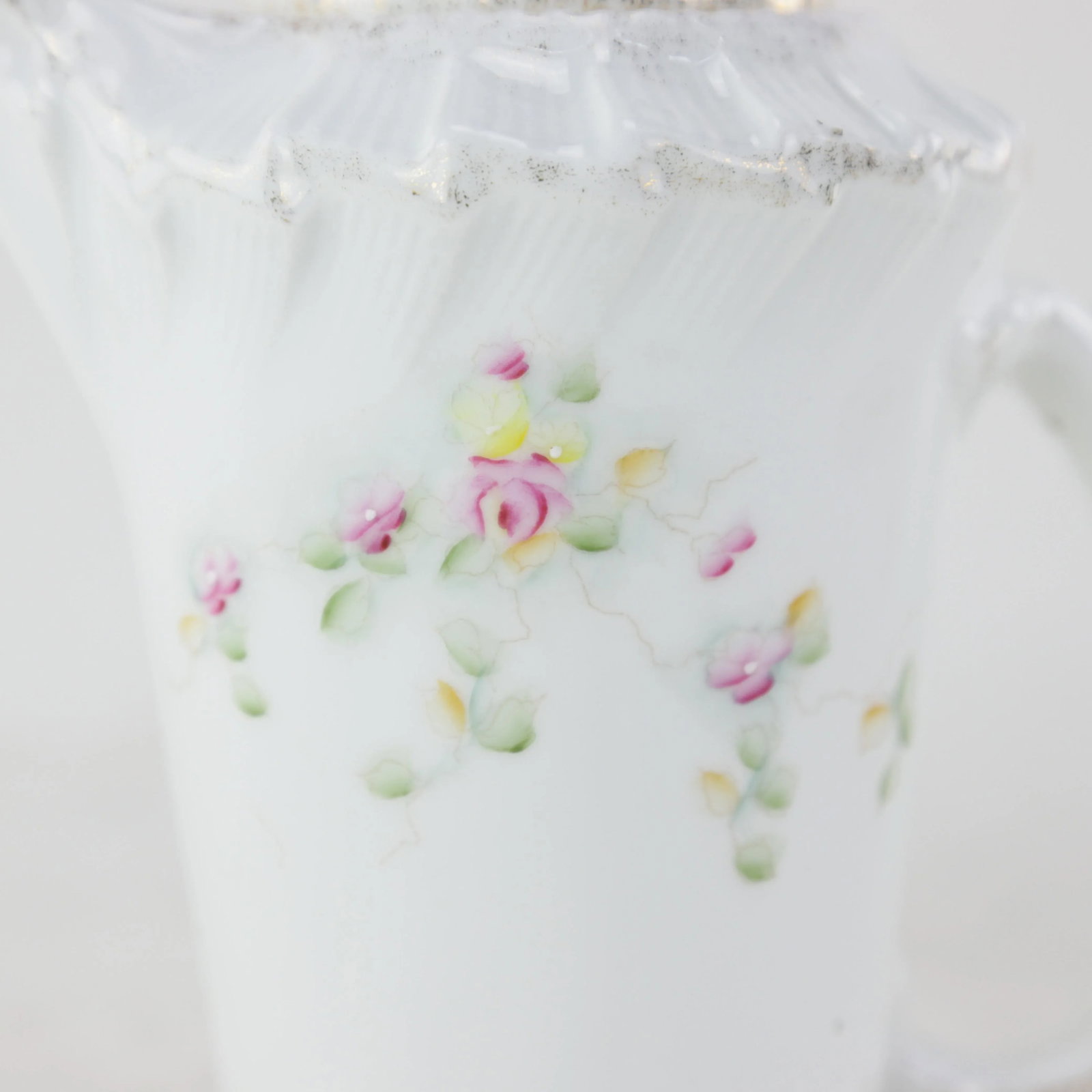 Bavarian White Embossed Porcelain Dinnerware Set With Roses & Gold Trim - 9