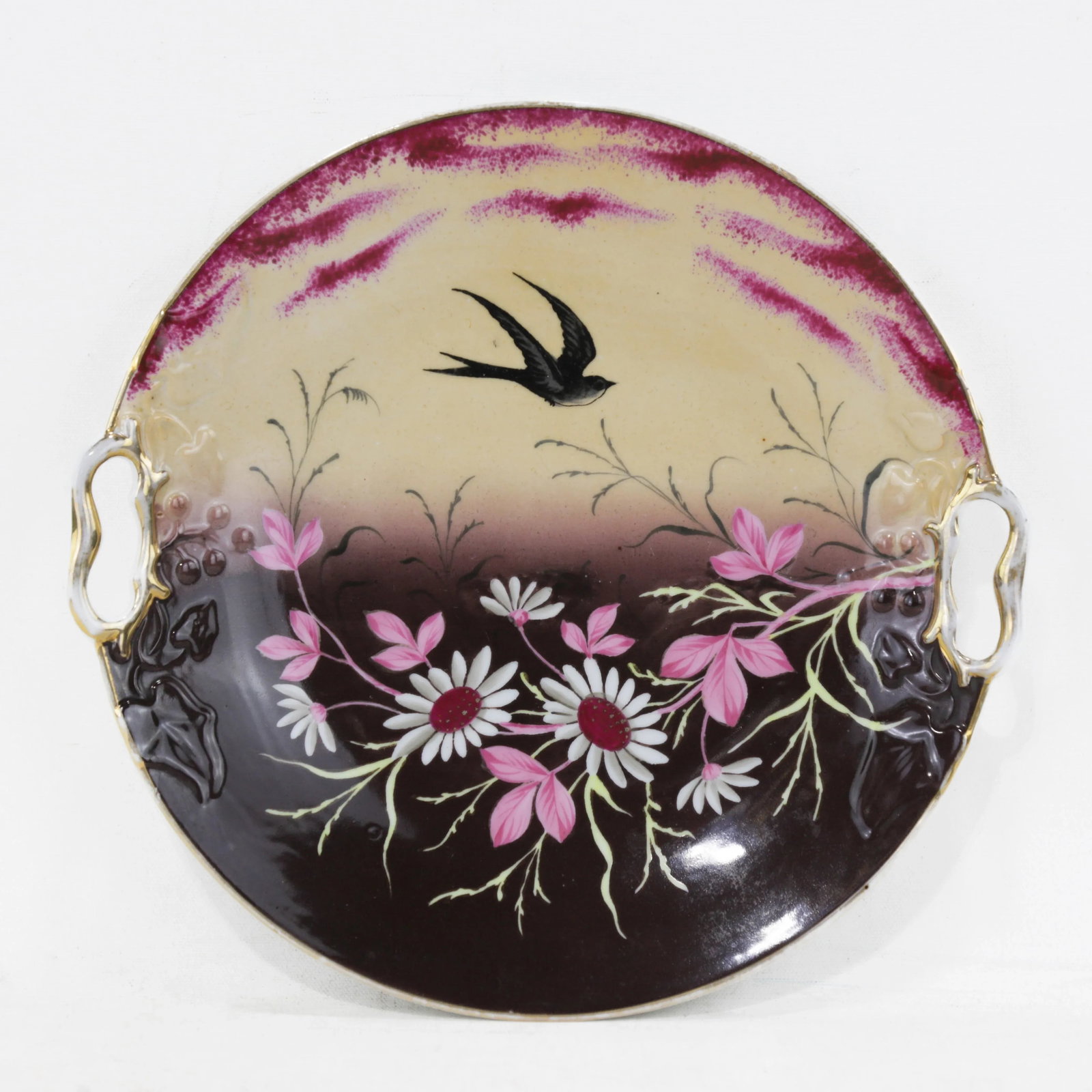 Pair of Vintage Hand-Painted Porcelain Decorative Plates With Bird and Floral Motifs - 2