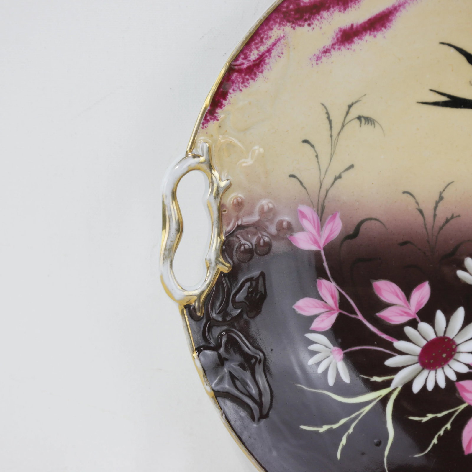 Pair of Vintage Hand-Painted Porcelain Decorative Plates With Bird and Floral Motifs - 5