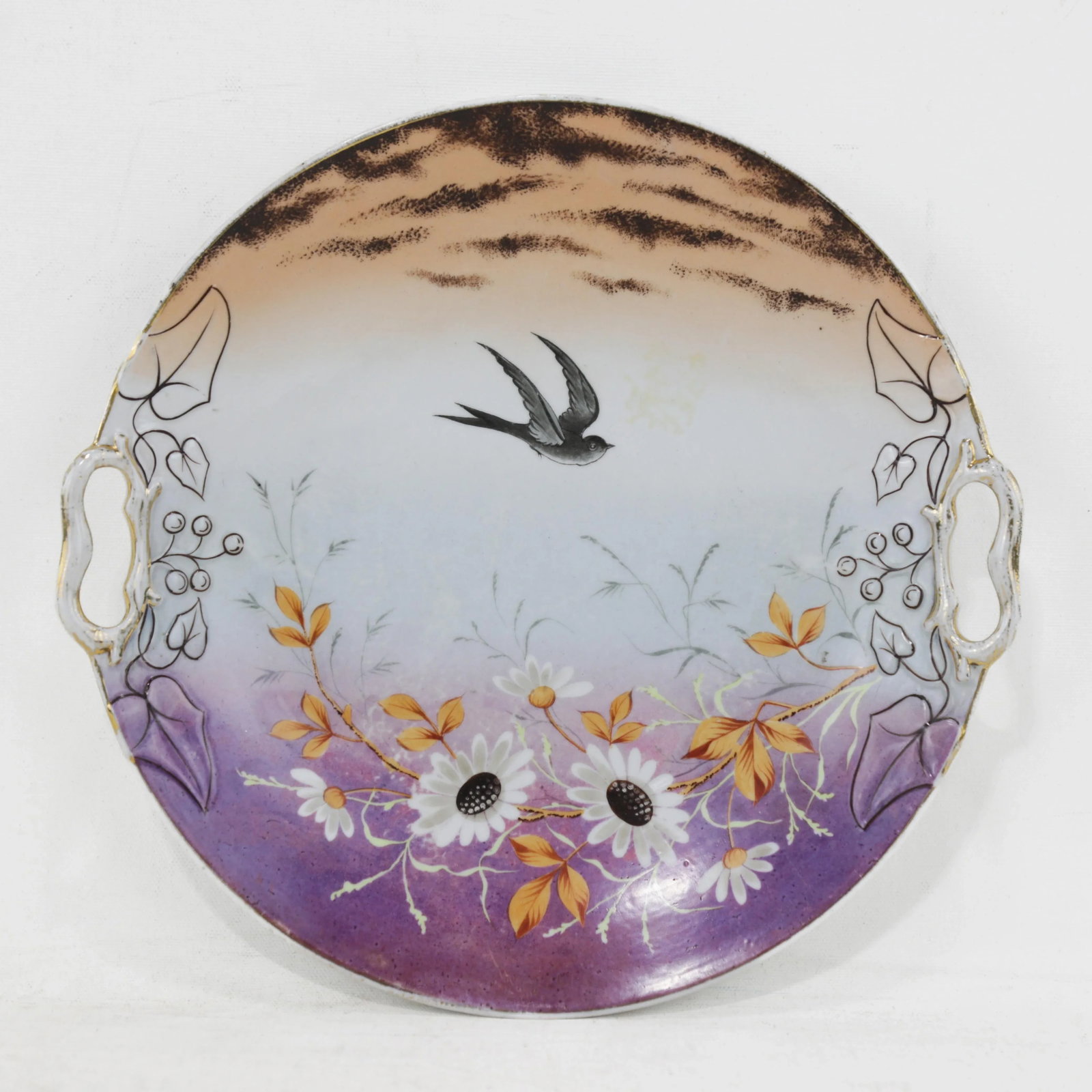 Pair of Vintage Hand-Painted Porcelain Decorative Plates With Bird and Floral Motifs - 7