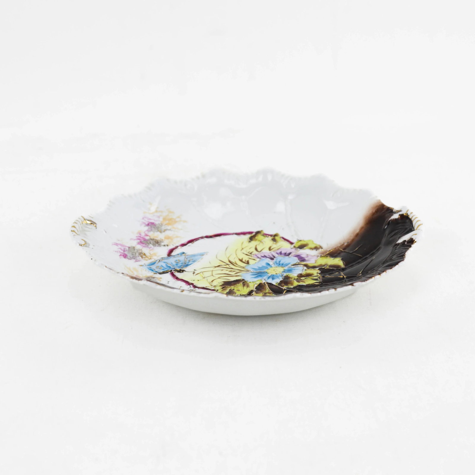 Vintage Victorian Hand-Painted Floral Porcelain Tea Set – Teapot, Sugar Jar & Plate - 6