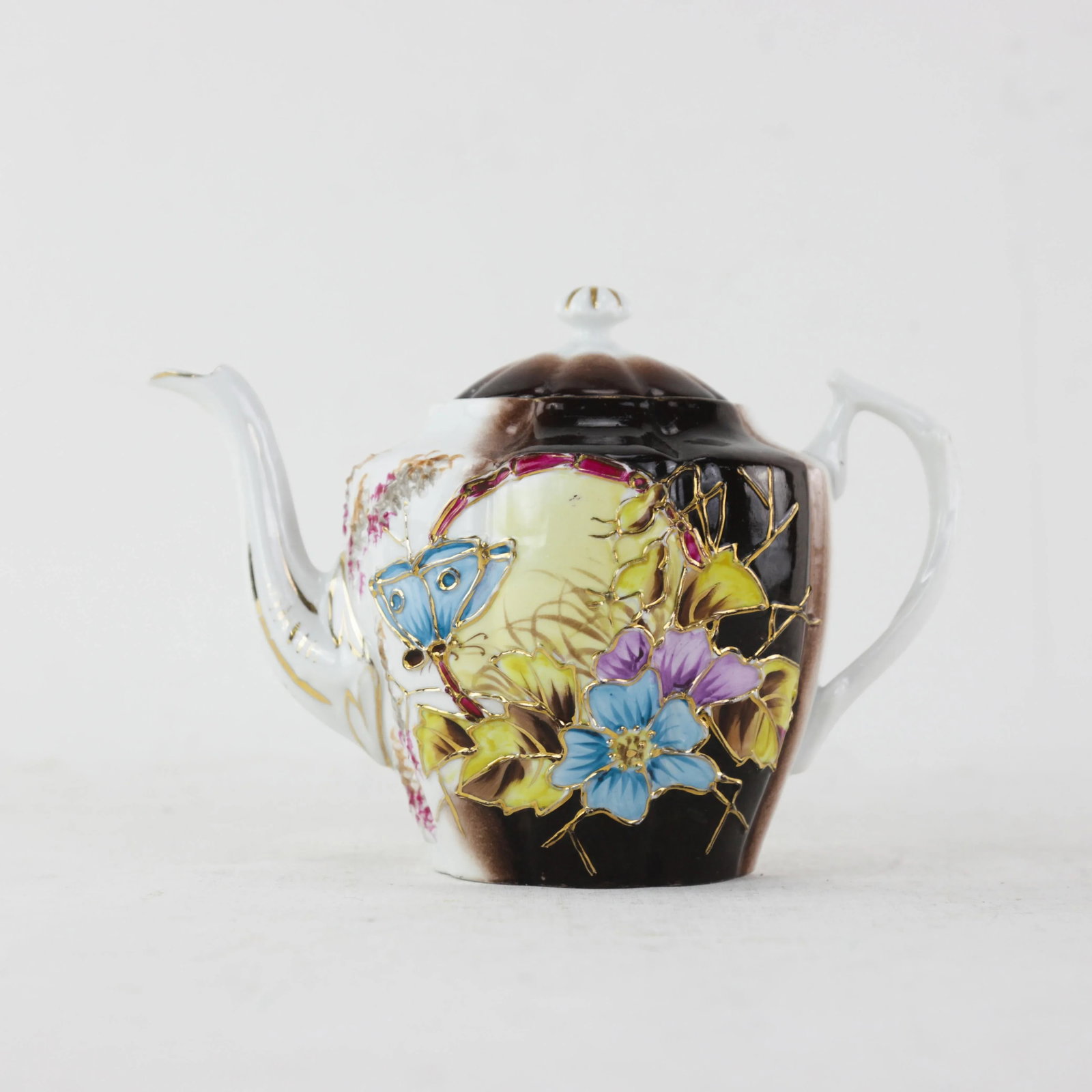 Vintage Victorian Hand-Painted Floral Porcelain Tea Set – Teapot, Sugar Jar & Plate - 8