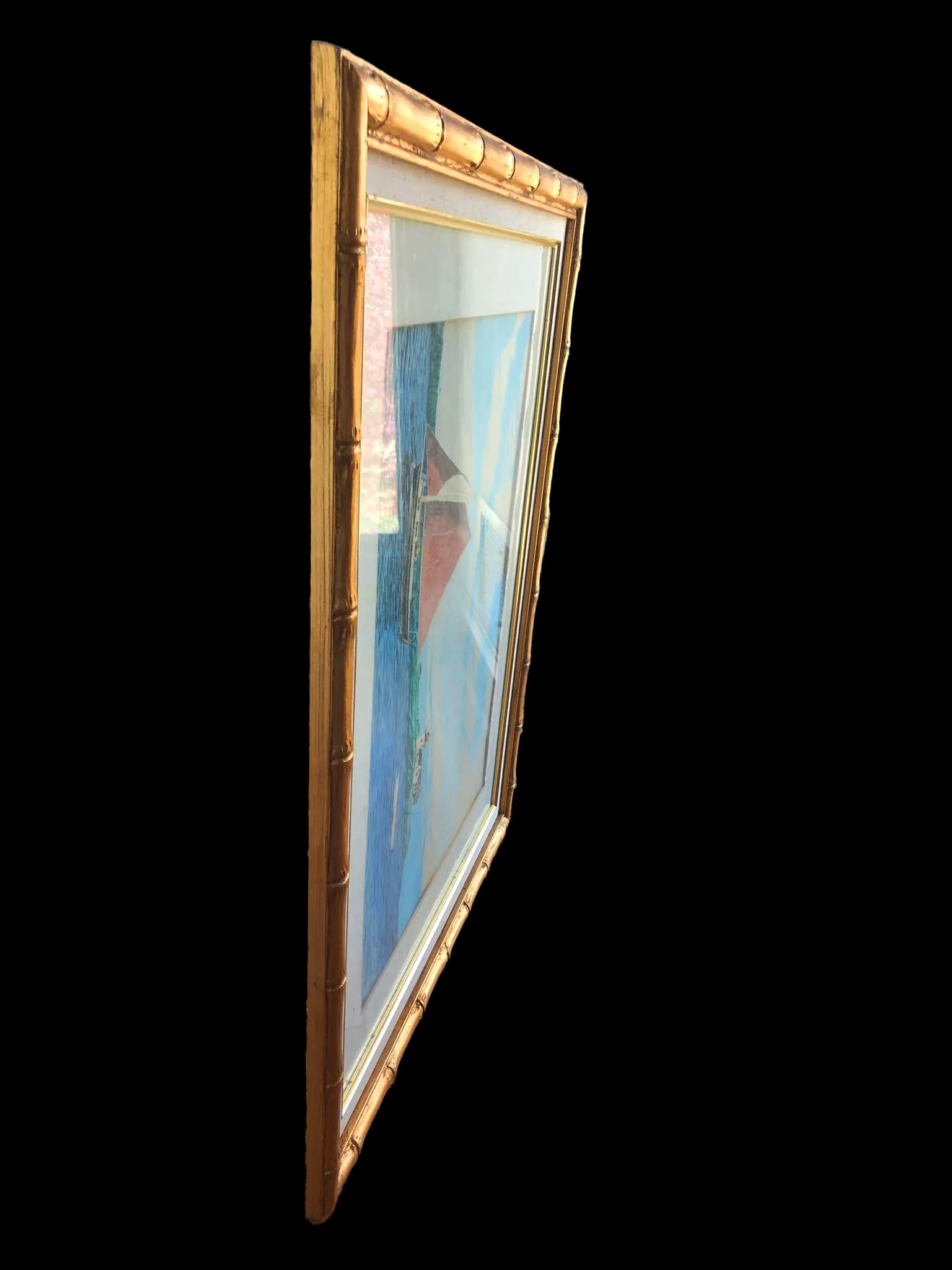 Watercolor Nautical Painting of Eastport, Maine With Gold Bamboo Frame - 2