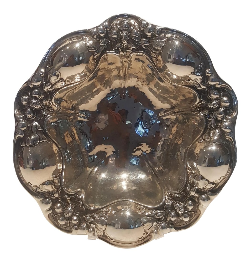 1853 Gorham Sterling Silver Decorative Bowl With Floral Motif (1 of 10)