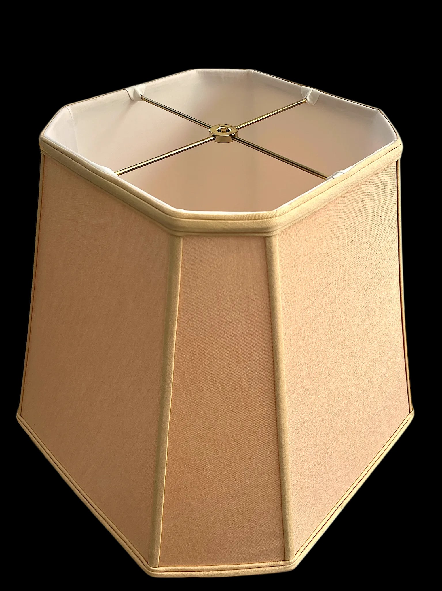 Large Blush Pink and Beige Cloth Rectangular Corner Lamp Shade - 2
