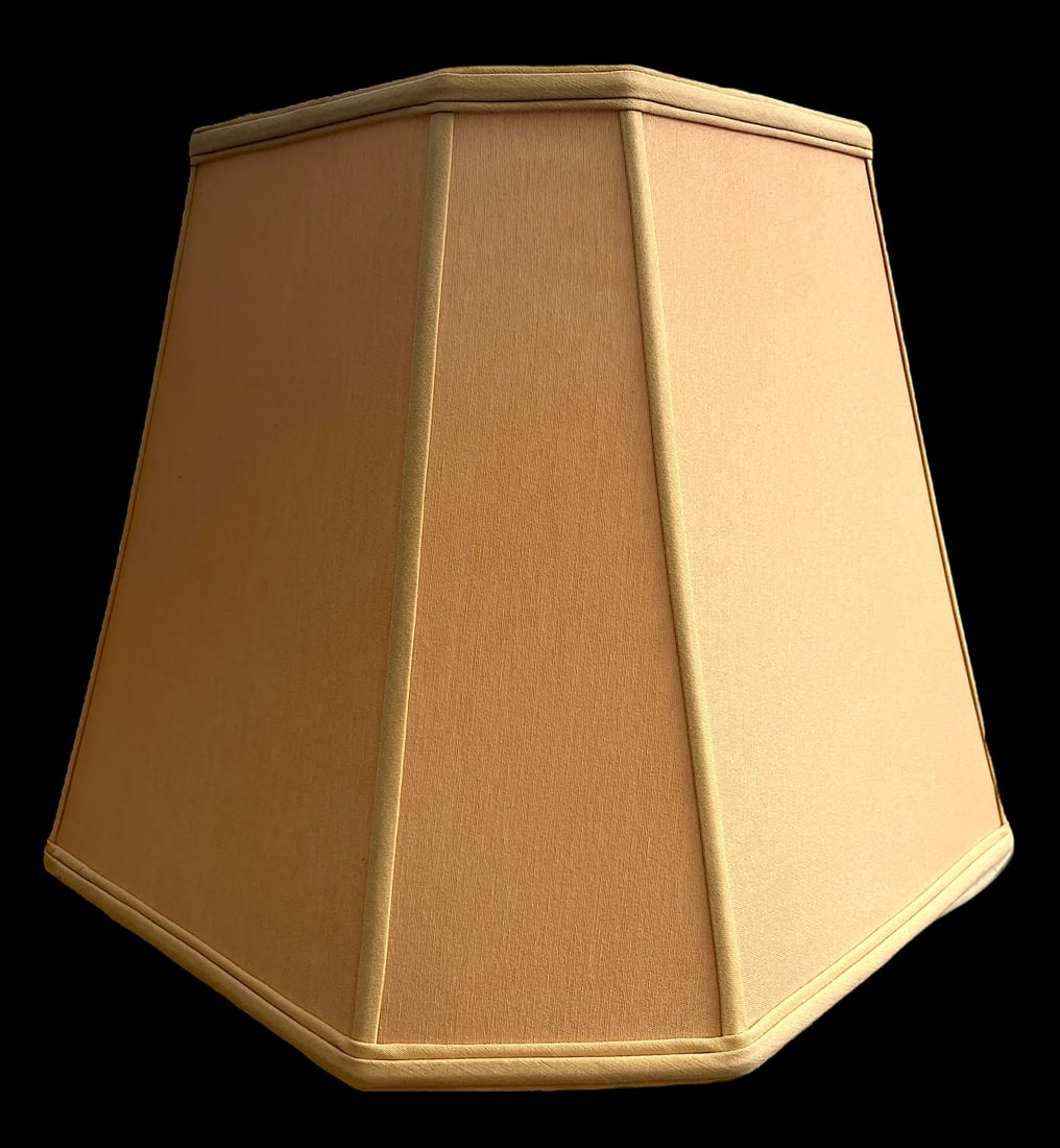 Large Blush Pink and Beige Cloth Rectangular Corner Lamp Shade - 4