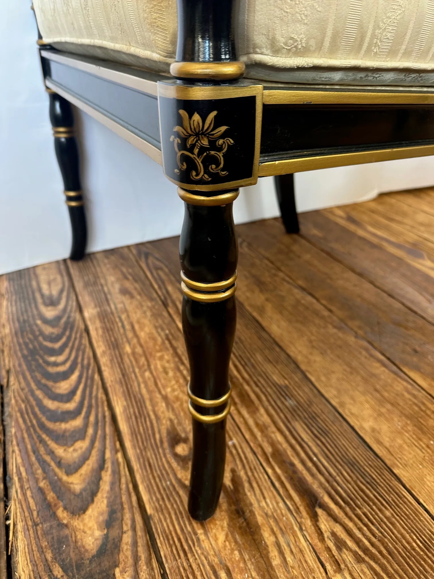 Black & Gold Hollywood Regency Armchairs by Baker -a Pair - 6