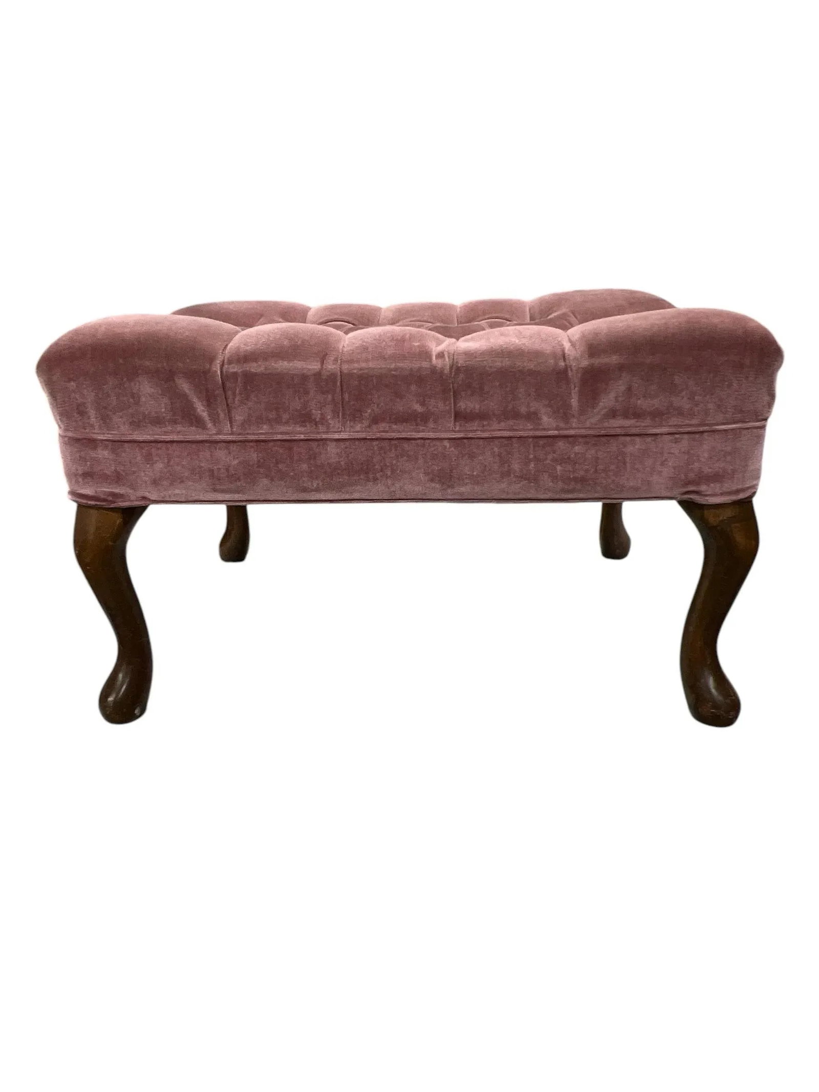 Tufted Dusty Rose Pink Velvet Ottoman - 2