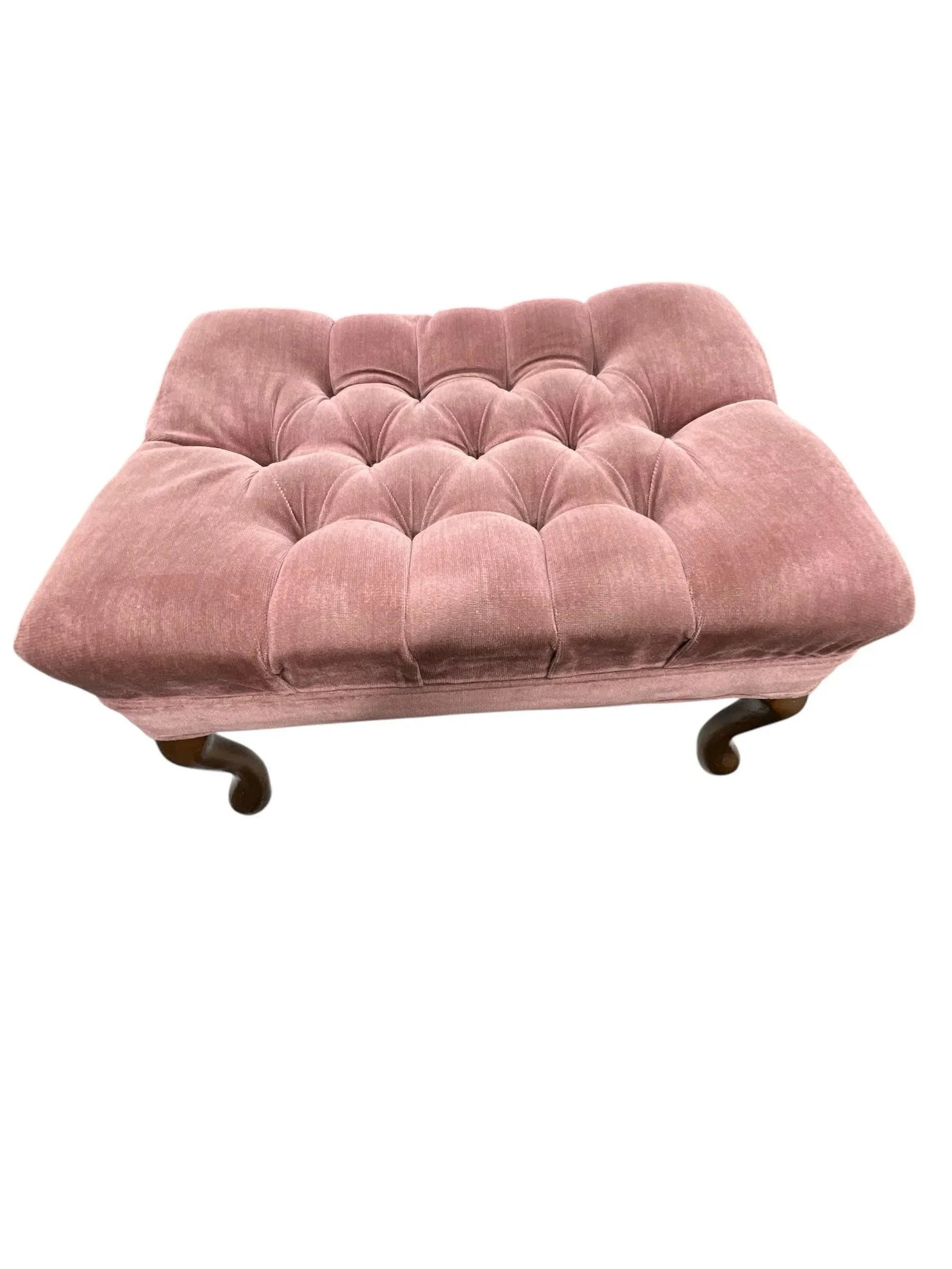 Tufted Dusty Rose Pink Velvet Ottoman - 6