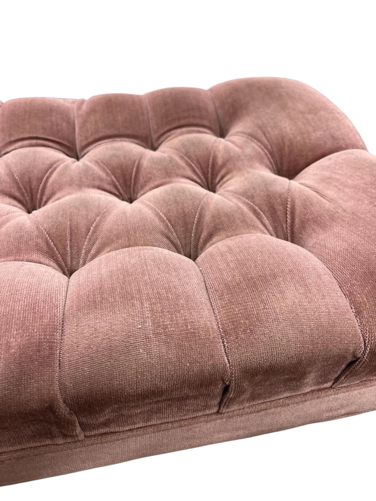 Tufted Dusty Rose Pink Velvet Ottoman - 7