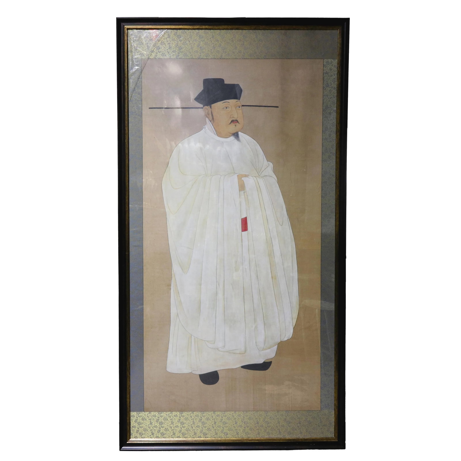 Framed Vintage Chinese Portrait Painting of a Scholar Official - 11
