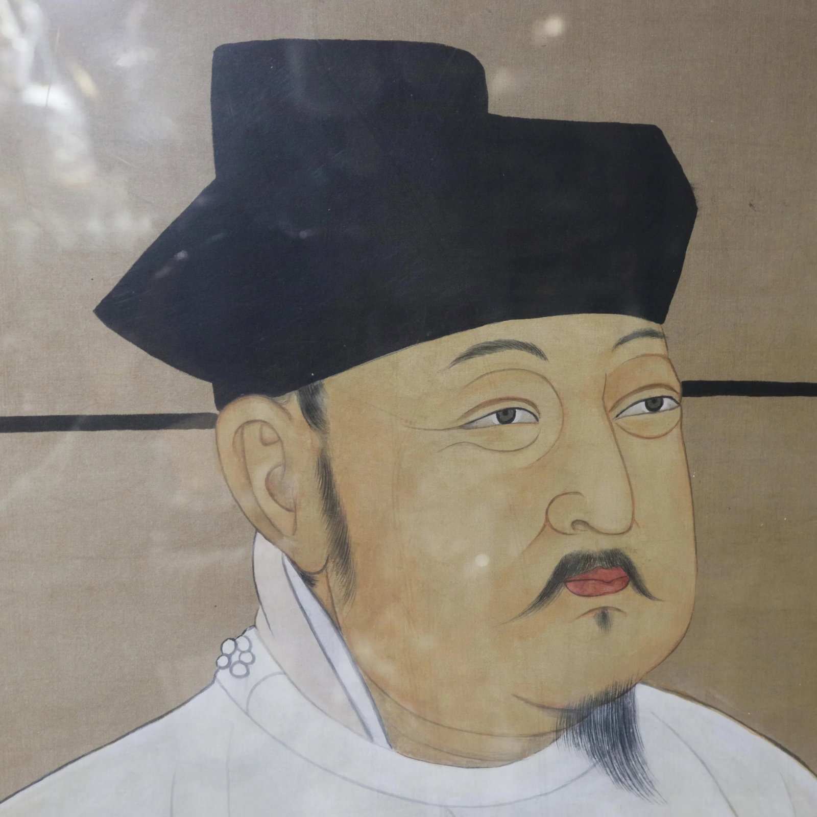 Framed Vintage Chinese Portrait Painting of a Scholar Official - 3